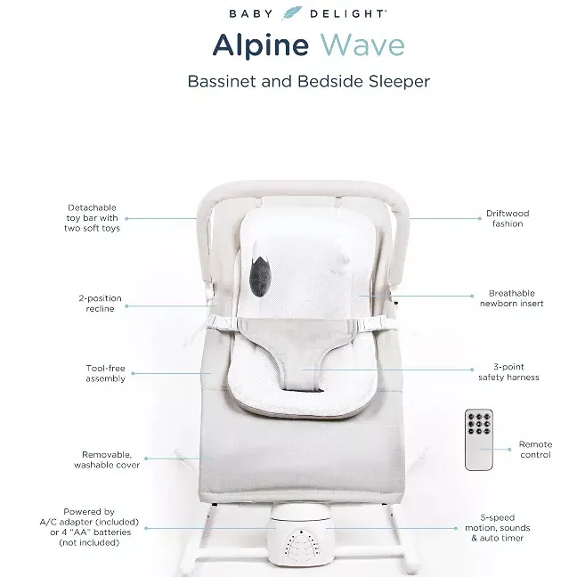 Alpine Wave Deluxe Bouncer with Motion - Driftwood Gray - Image 5