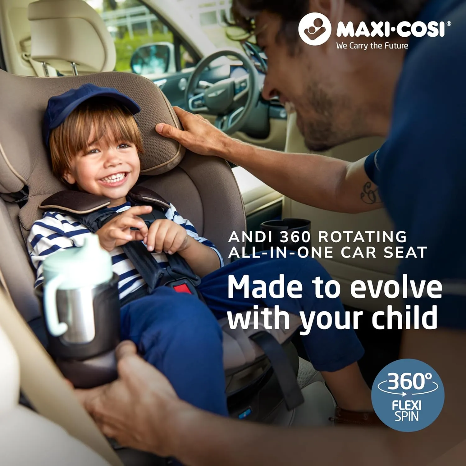 Andi 360 Rotating All-in-One Baby Convertible Car Seat - Caspian Caviar - Image 6