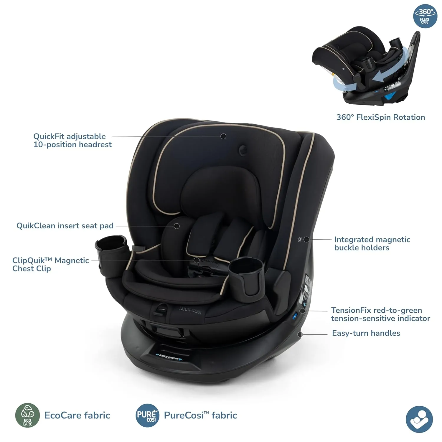 Andi 360 Rotating All-in-One Baby Convertible Car Seat - Caspian Caviar - Image 2