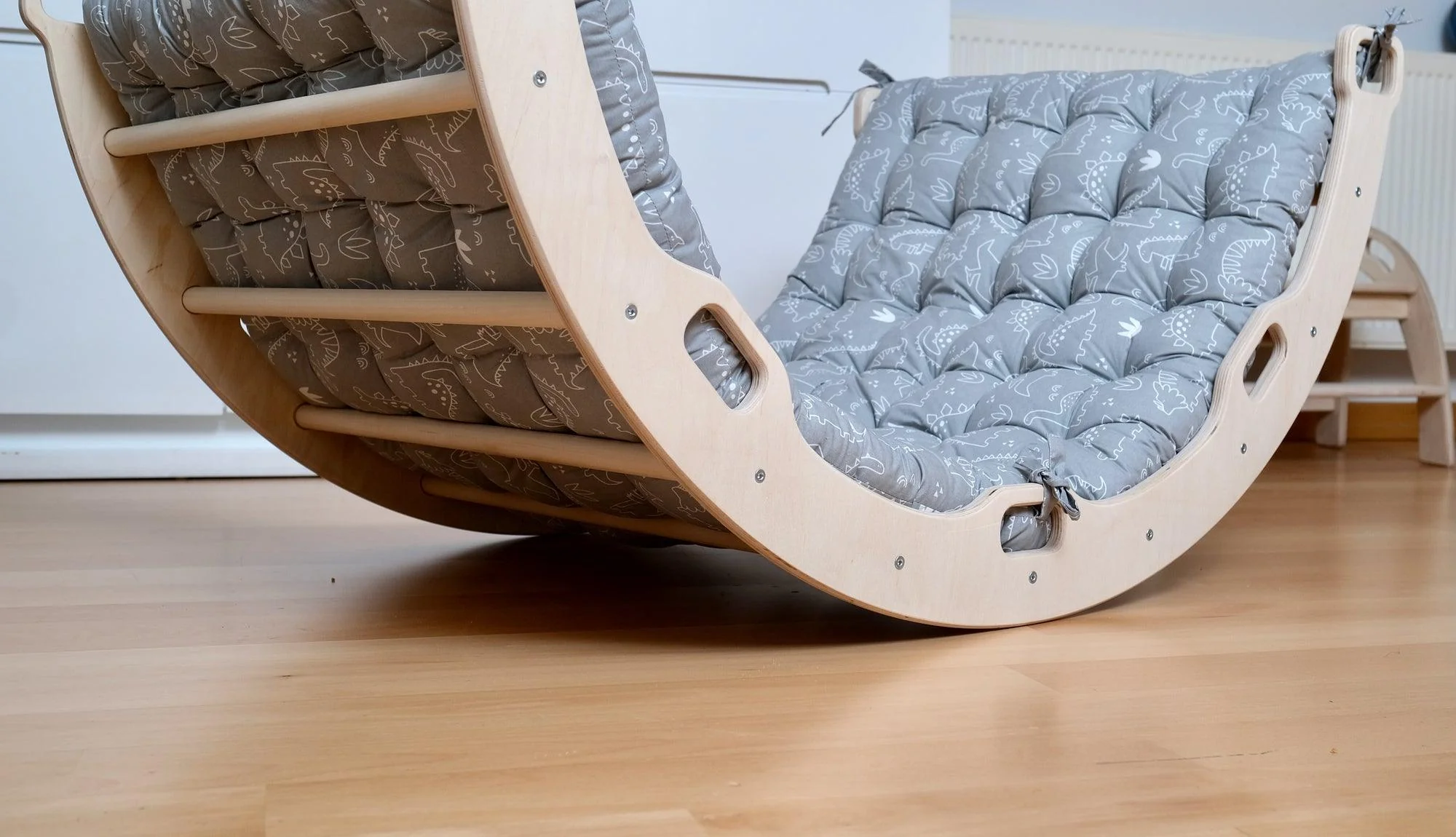 Montessori Arch/Rocker With Gray Dinosaur Pattern Pillow Set - Image 7