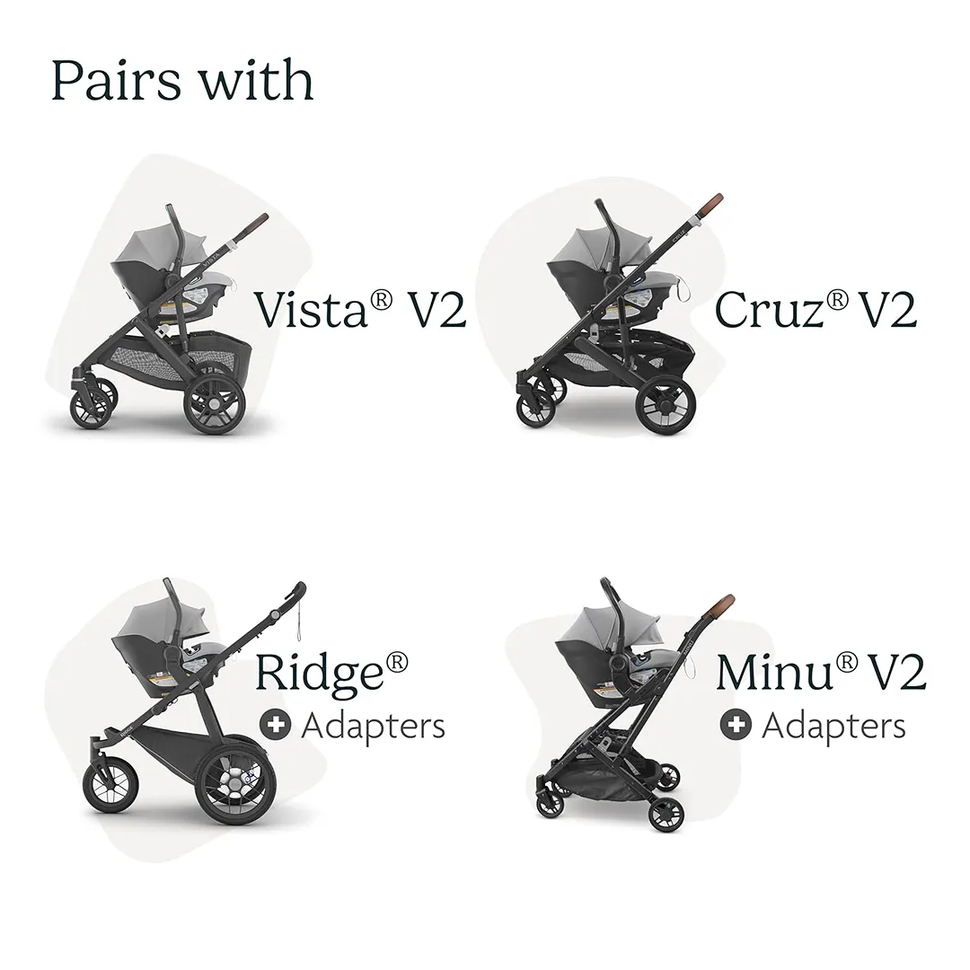 Aria Lightweight Infant Car Seat/Base with Load Leg - Jake (Charcoal/Black Leather) - Image 3