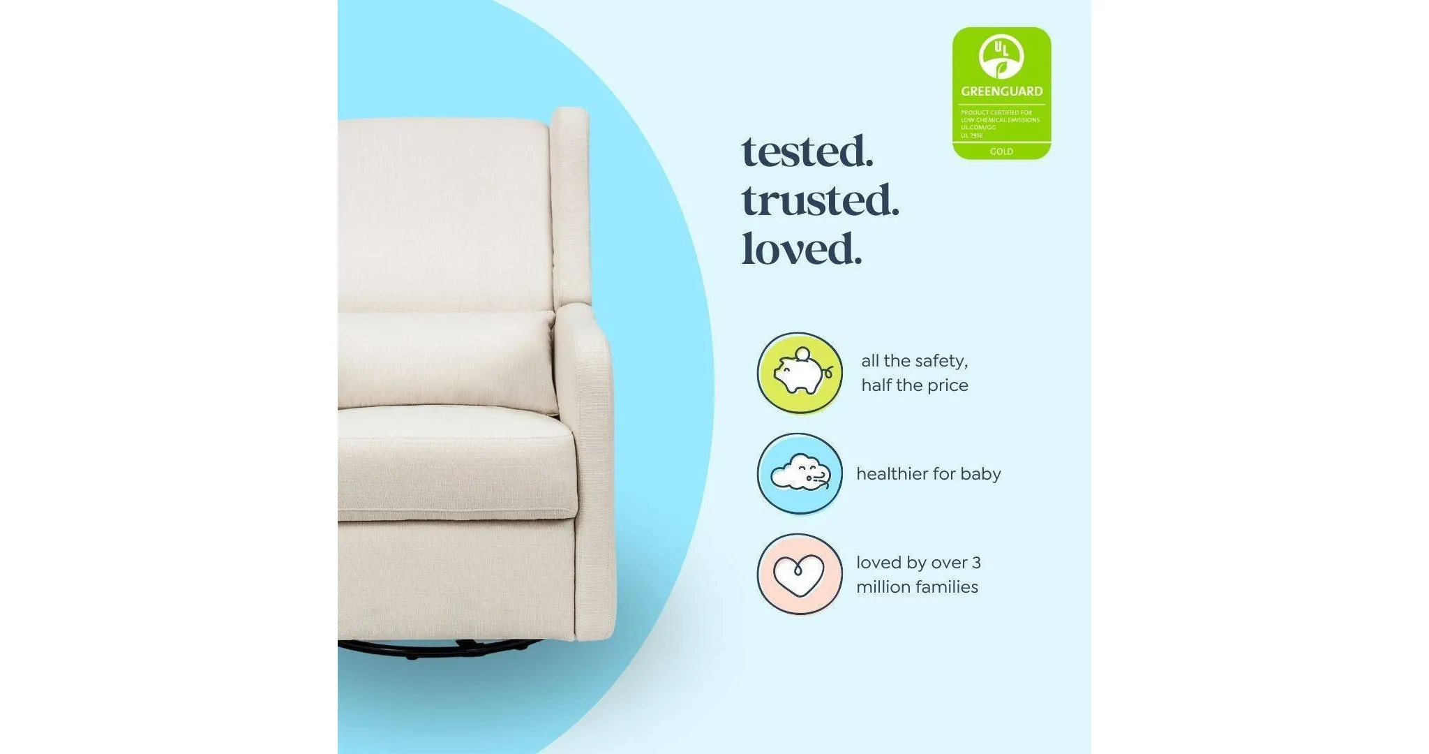 Arlo Recliner and Swivel Glider - Cream Linen - Image 5