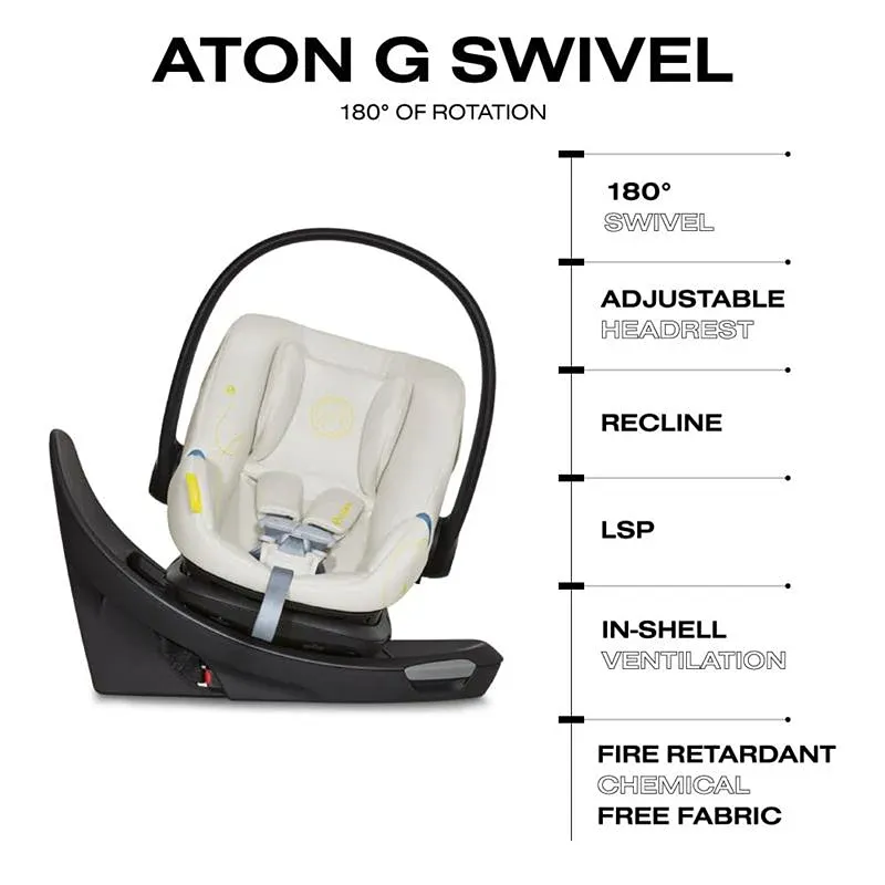 Aton G Swivel Infant Car Seat with SensorSafe - Seashell Beige - Image 6