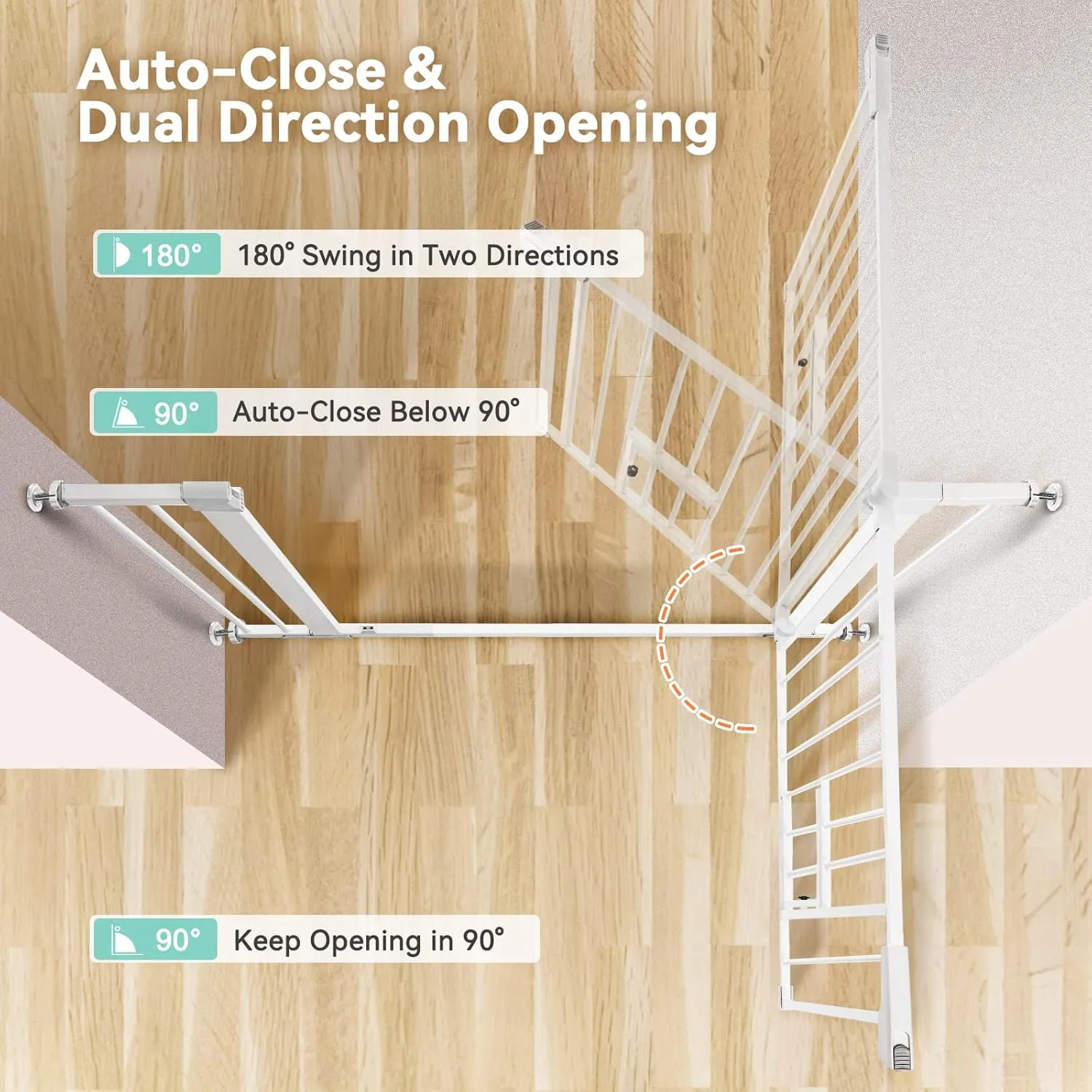 Auto Close Baby Gate with Cat Door - White - Image 4