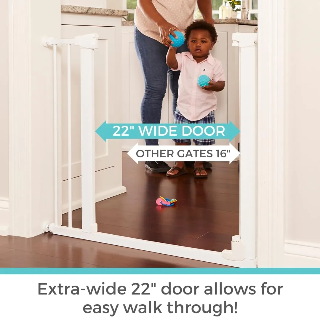 Auto-Close Baby Gate with Door - White - Image 6