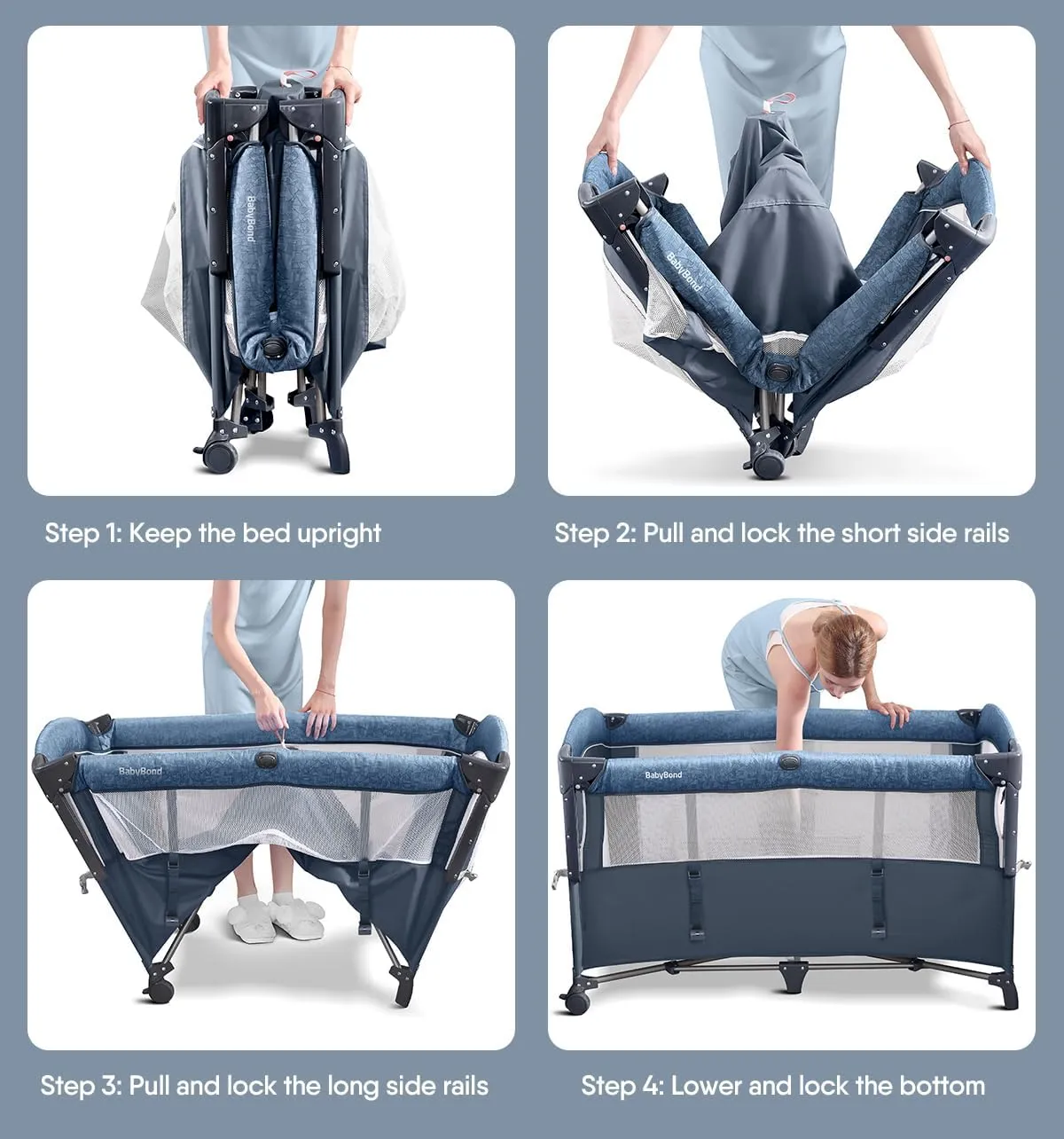 Baby Bassinet Bedside Crib, Pack and Play with Sheet - Image 7