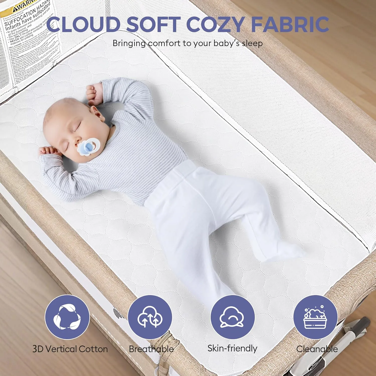 Baby Bassinet Bedside Sleeper - Oatmeal - Image 4