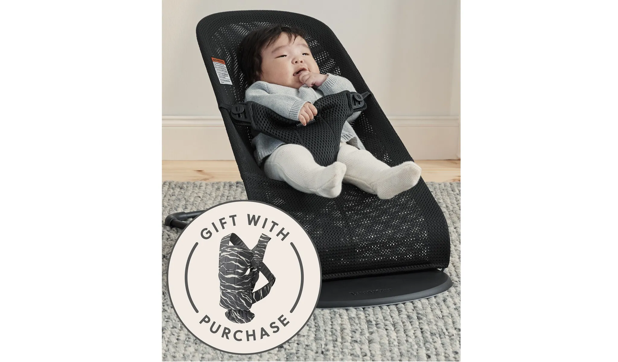 Baby Bouncer Bliss Mesh + Baby Carrier Mini Bundle - Anthracite - Image 5