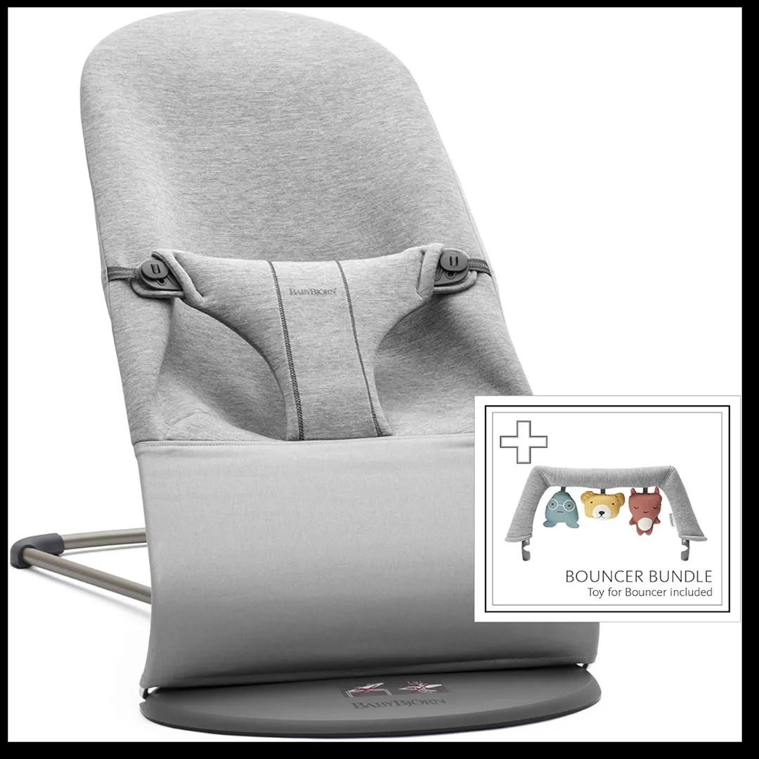 Baby Bouncer Bundle with Toy Bar - Light Gray - Image 2