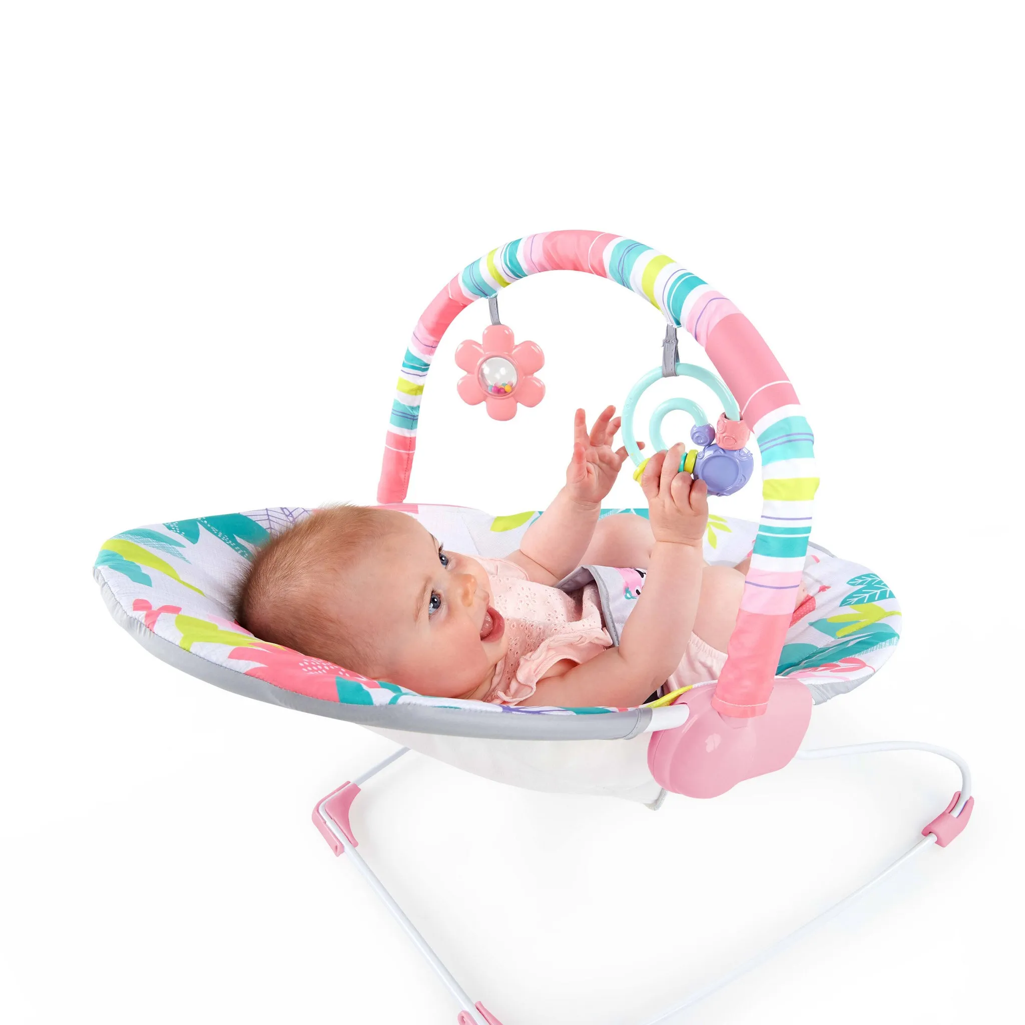 Baby Bouncer Soothing Vibrations Infant Seat -Flamingo Vibes, Pink - Image 4