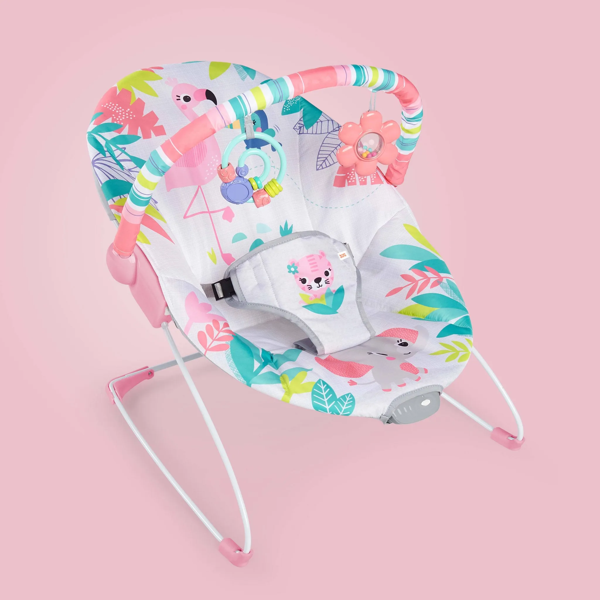 Baby Bouncer Soothing Vibrations Infant Seat -Flamingo Vibes, Pink - Image 2