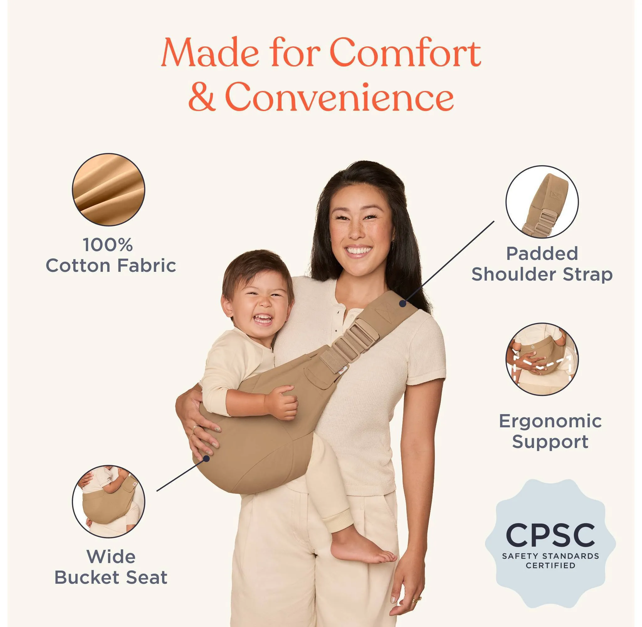 Upsie Sling Baby Carrier - Camel - Image 3
