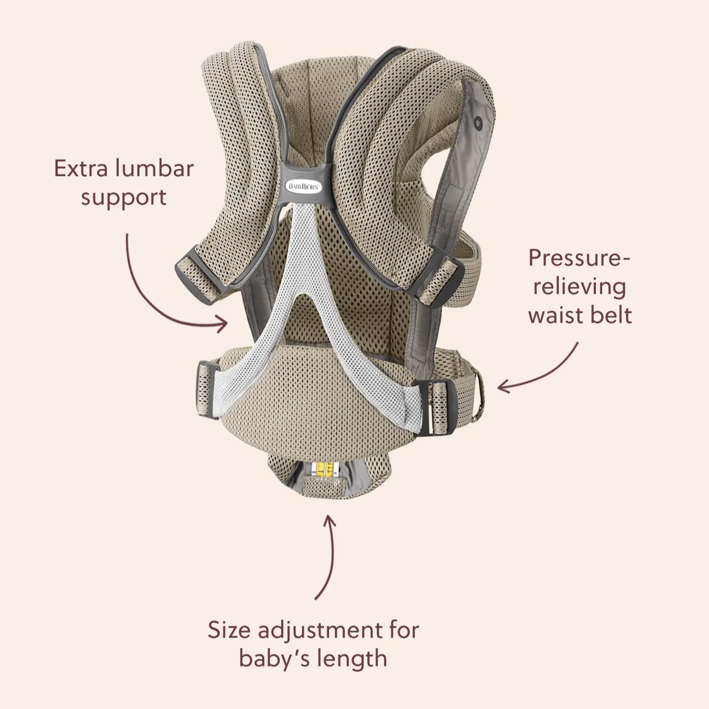 Baby Carrier Free Gray Beige 3D Mesh - Image 3