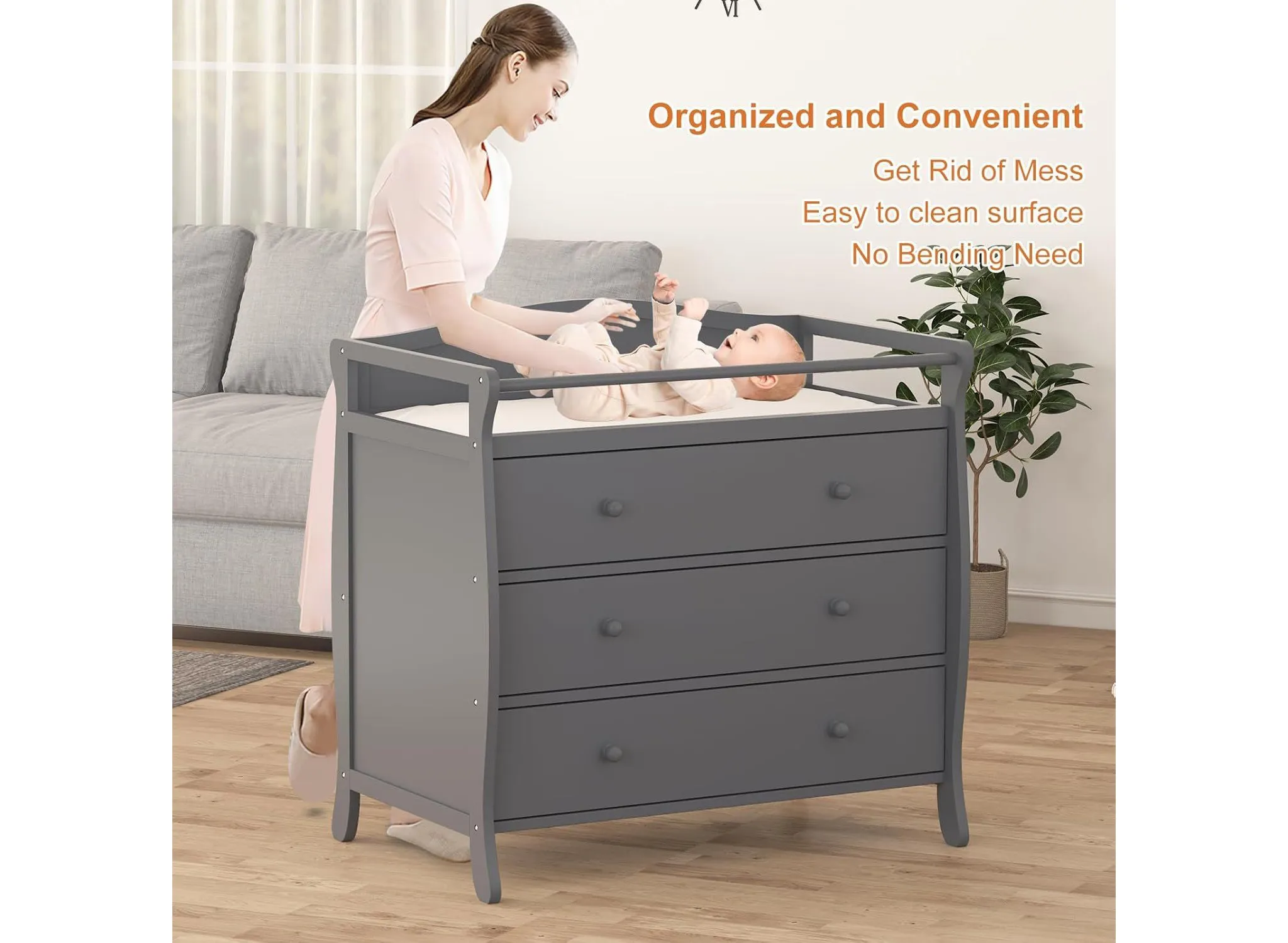 Baby Changing Table - Grey - Image 6