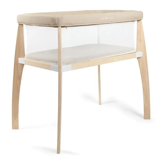 Baby Delight Heirloom Willow Wooden Bassinet | Bedside Sleeper & Baby Bassinet | 100% GOTS Certified Organic Cotton Fabric | Organic Oat - Image 3