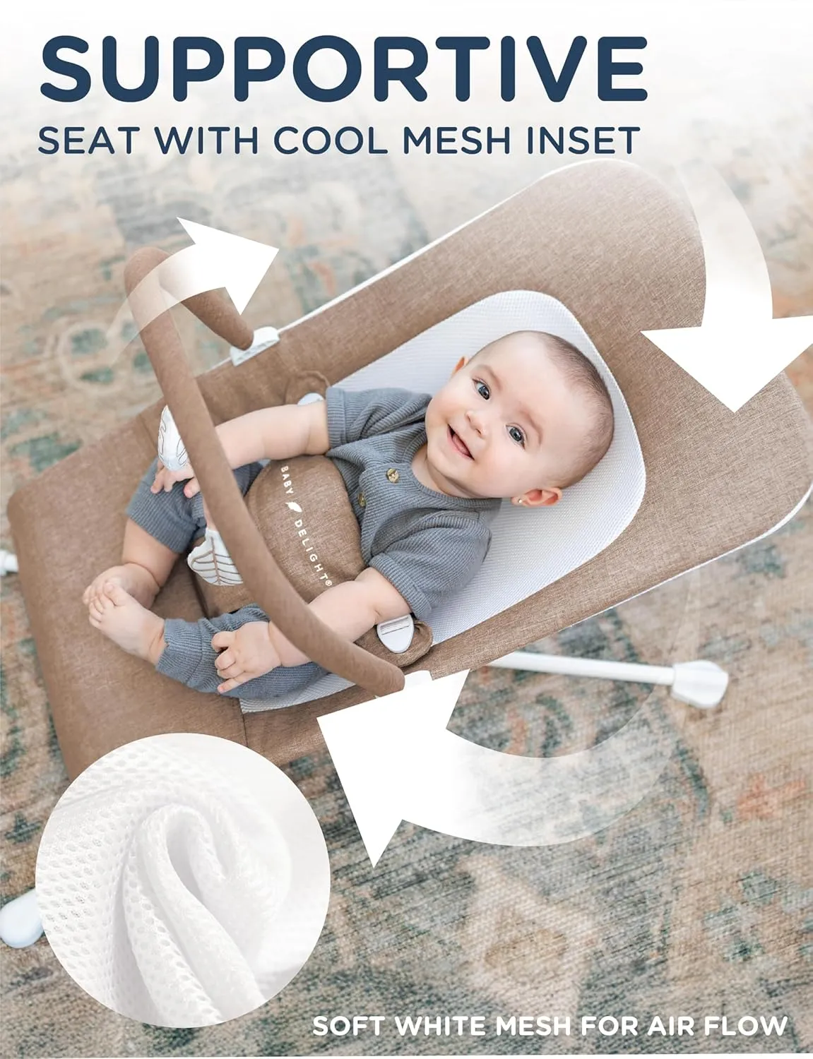 Baby Delight Highland Portable Bouncer - Mocha Tweed - Image 3