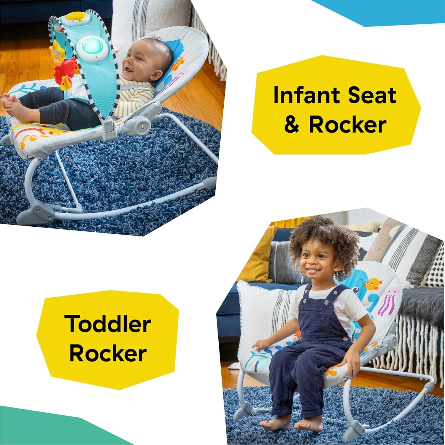 Baby Einstein Ocean Explorers Kick to It Opus Musical Infant to Toddler Rocker, Baby Chair, Baby-Activated Music and Lights, Ages 0-30 Months Opus Rocker - Image 5