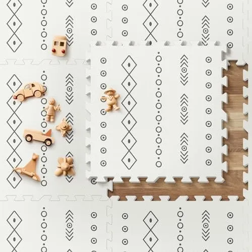 Baby Foam Play Mat, PIGLOG 72x48 Baby Crawling Mat, Floor Mats for Kids for Baby with Interlocking Floor Tiles, Toddler Play Mat for Indoor and Outdoor, Easy to Clean Playroom Floor Mat, Bohemia