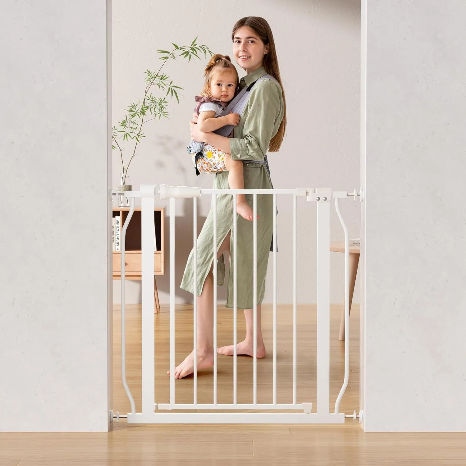 Baby Gate for Stairs and Doorways - White