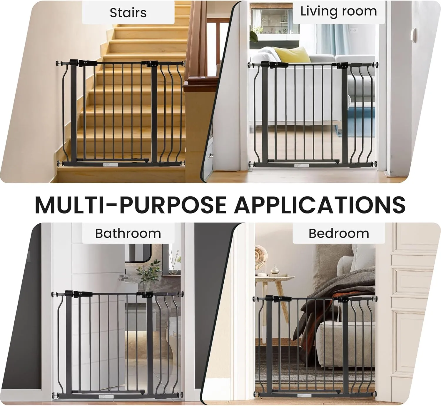 Baby Gate for Stairs Doorways, 29.1” to 33.8”, 30” Tall - Graphite - Image 7