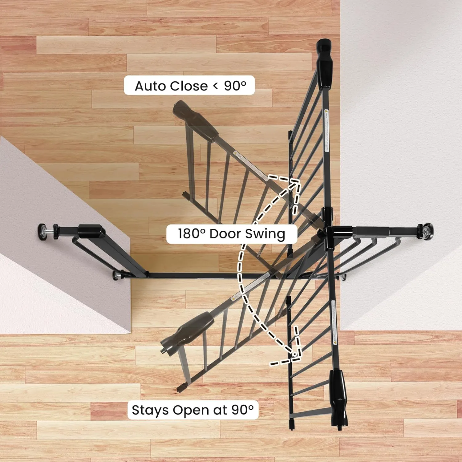 Baby Gate for Stairs Doorways, 29.1” to 33.8”, 30” Tall - Graphite - Image 4