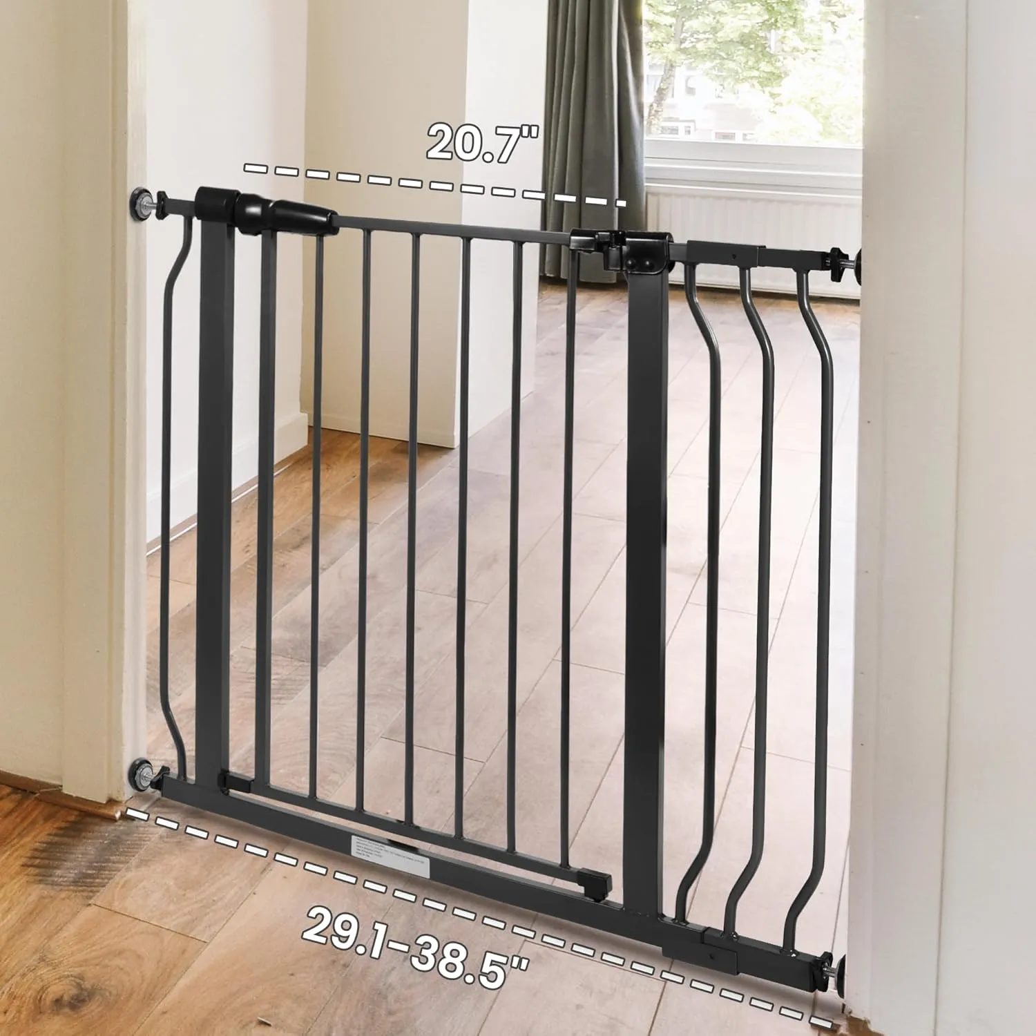 Baby Gate for Stairs Doorways, 29.1” to 33.8”, 30” Tall - Graphite - Image 5