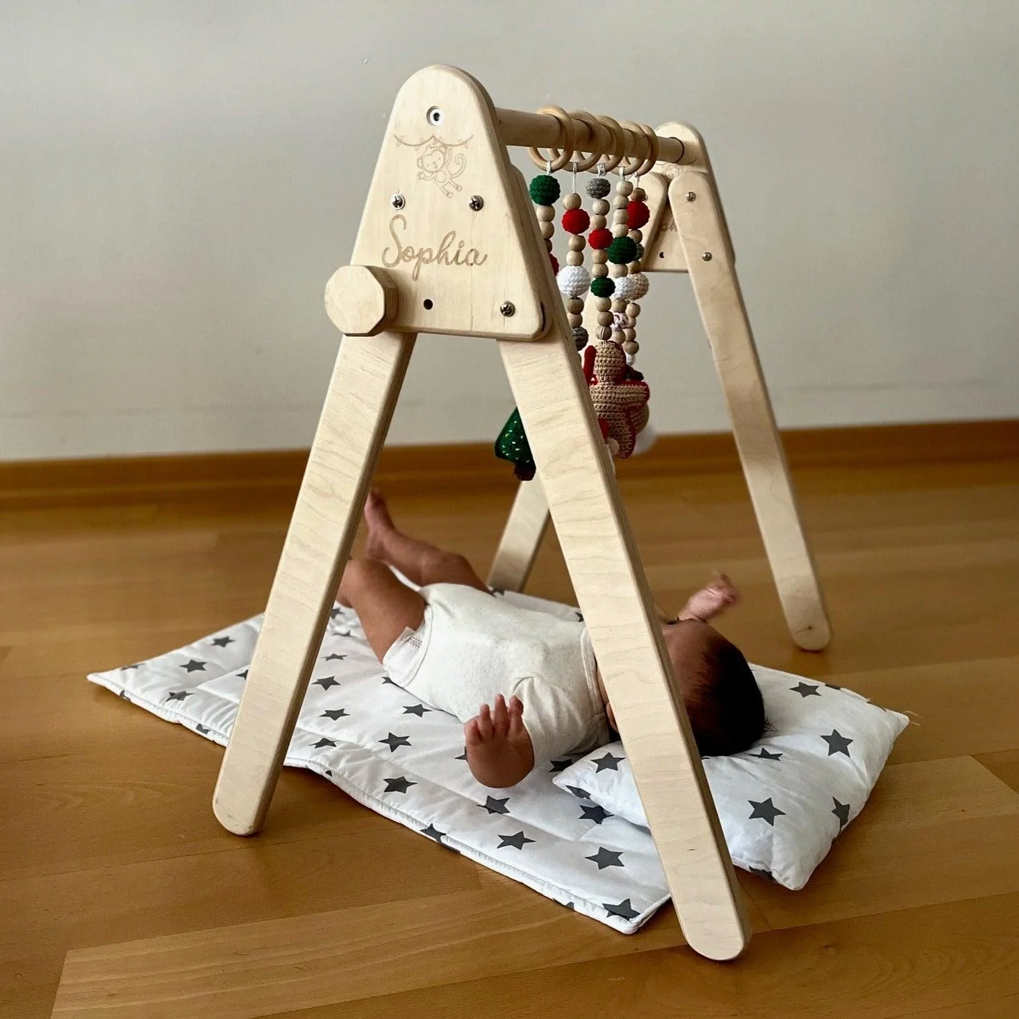 Montessori Baby Gym & Hanging Toys Set | Wooden Play Gym for Babies - Image 17