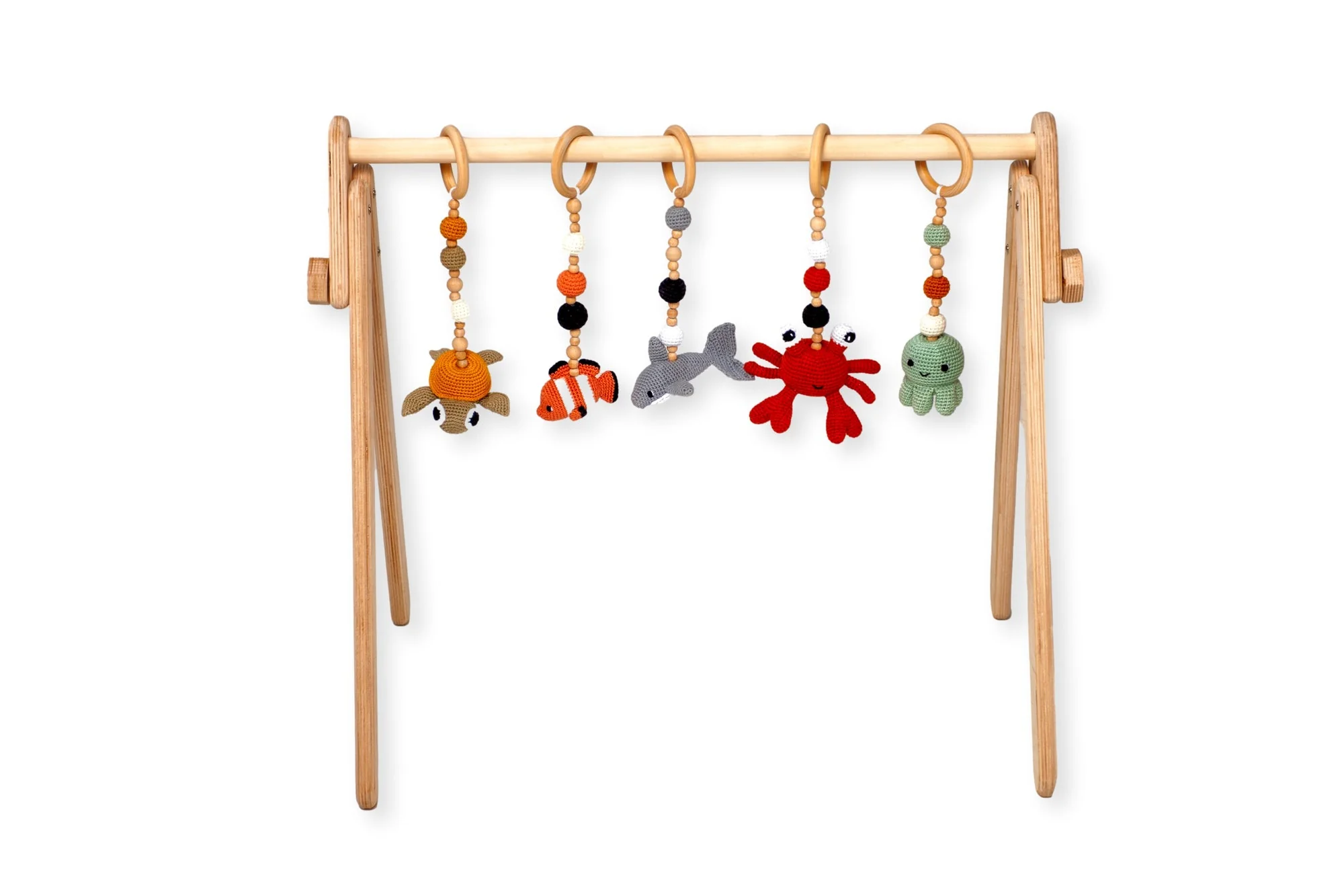 Montessori Baby Gym & Hanging Toys Set | Wooden Play Gym for Babies - Image 2