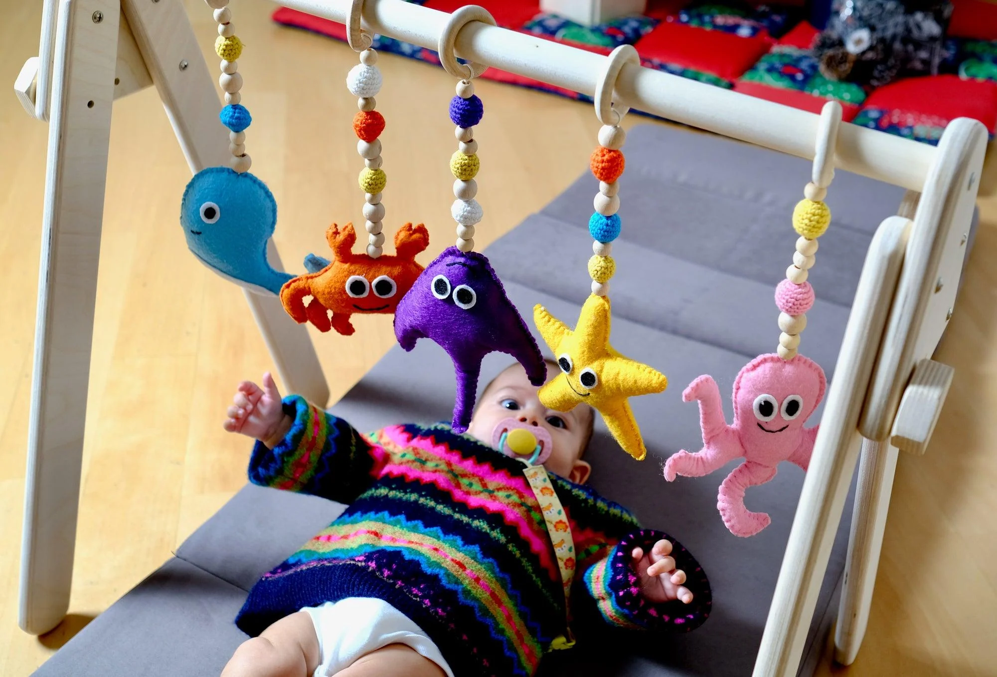 Montessori Baby Gym & Hanging Toys Set | Wooden Play Gym for Babies - Image 34