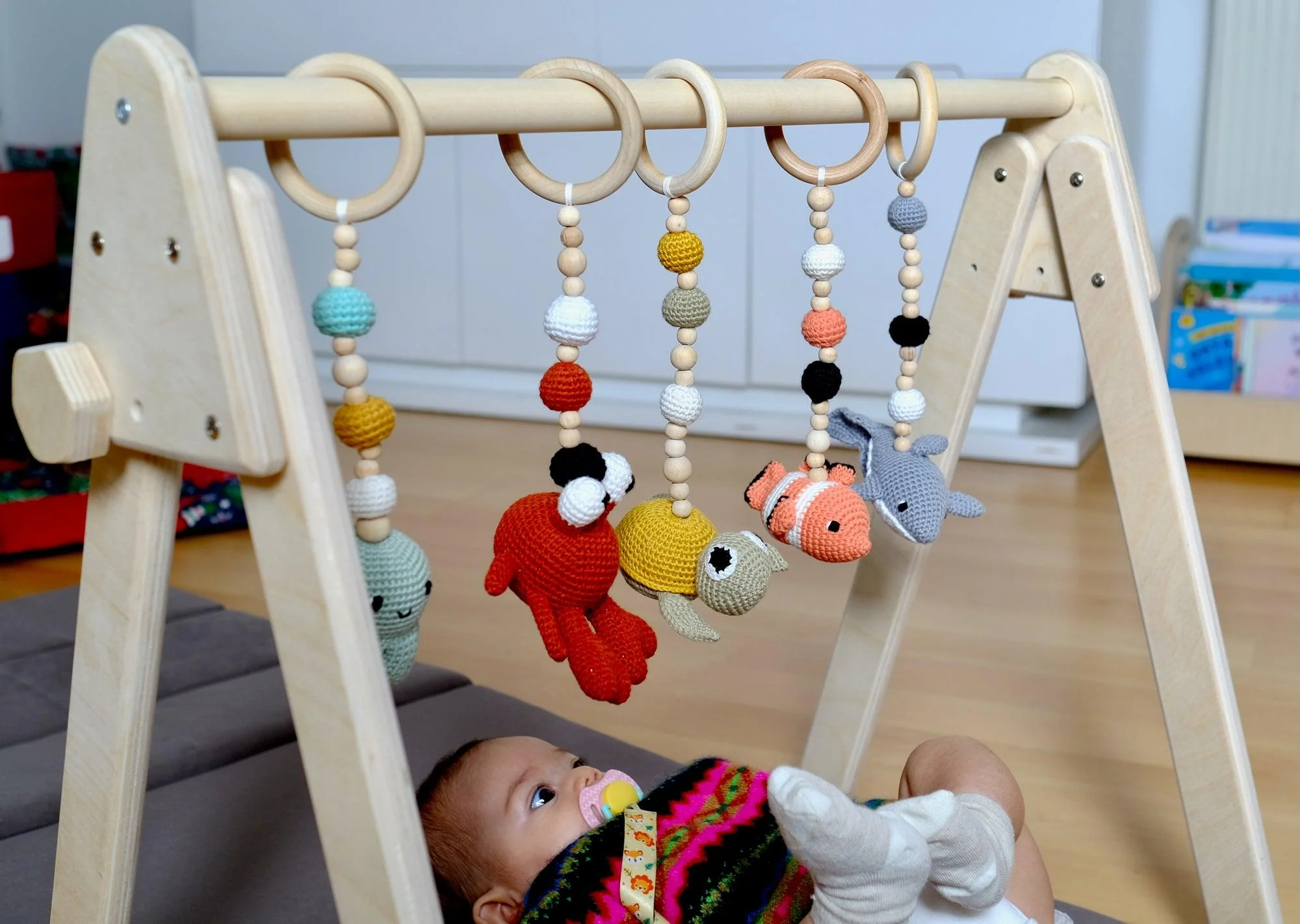 Montessori Baby Gym & Hanging Toys Set | Wooden Play Gym for Babies - Image 40