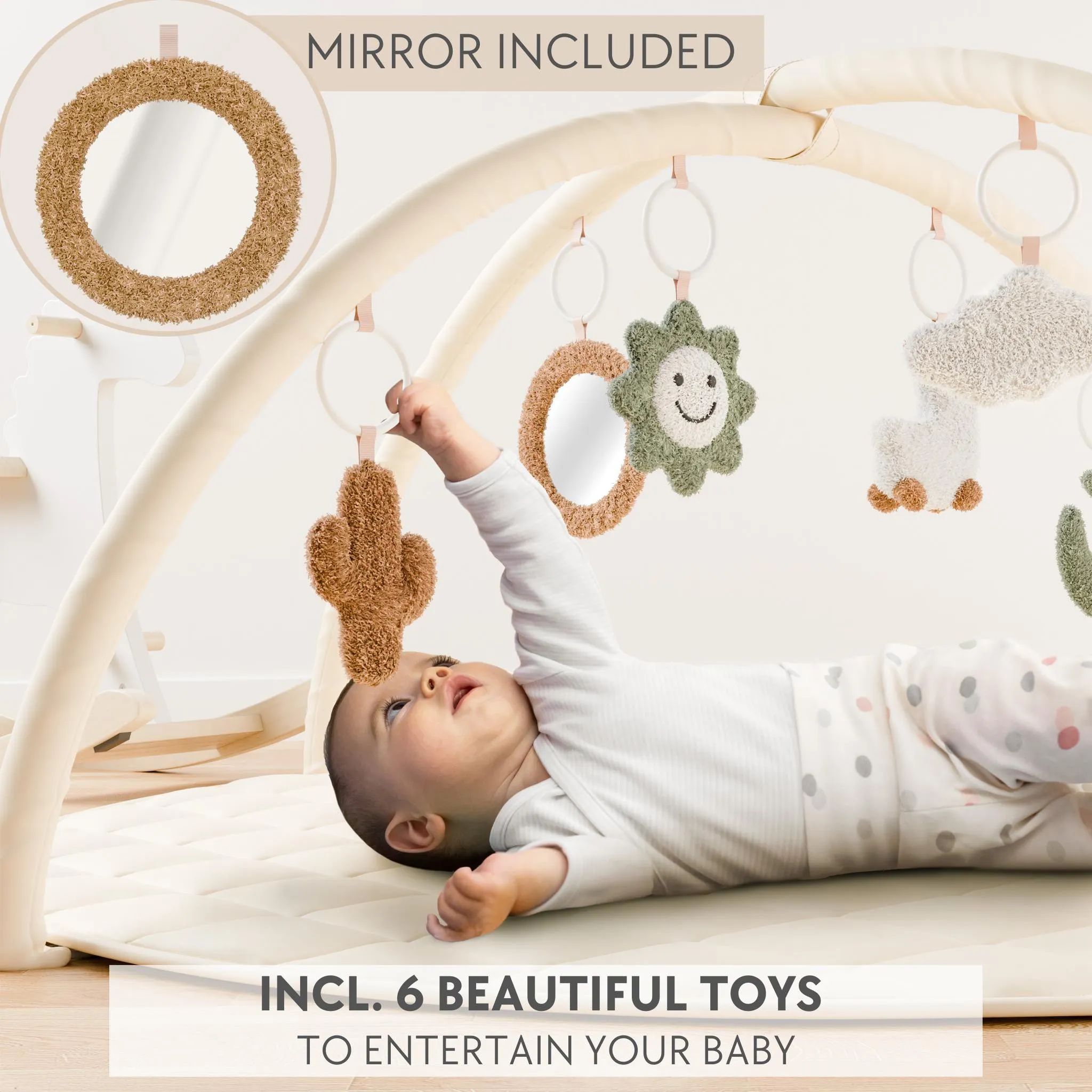Baby Play Gym - Soft Cotton Mat with 6 Toys - Image 2
