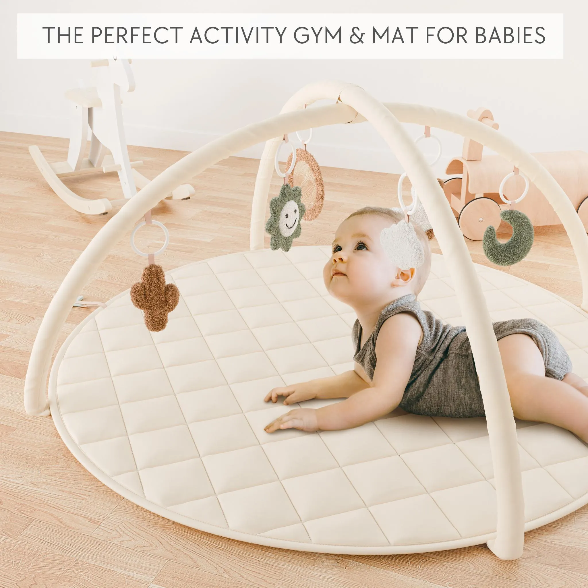 Baby Play Gym - Soft Cotton Mat with 6 Toys - Image 4