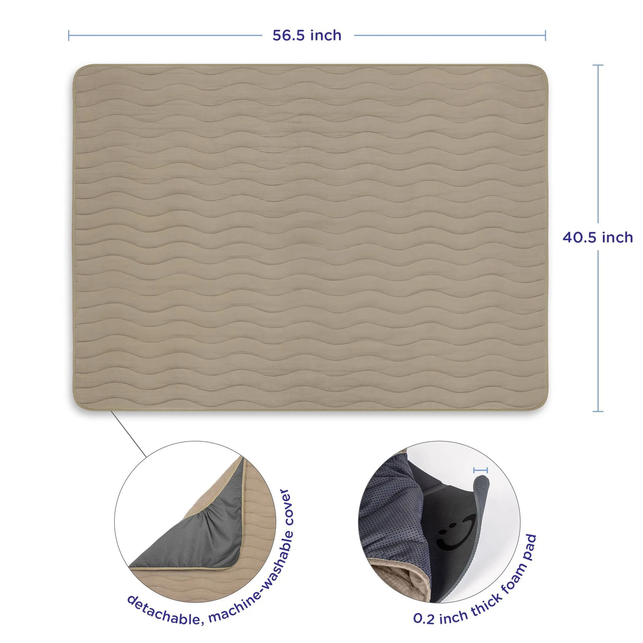 Baby Play Mat with Soft Washable Cover - Taupe - Image 2