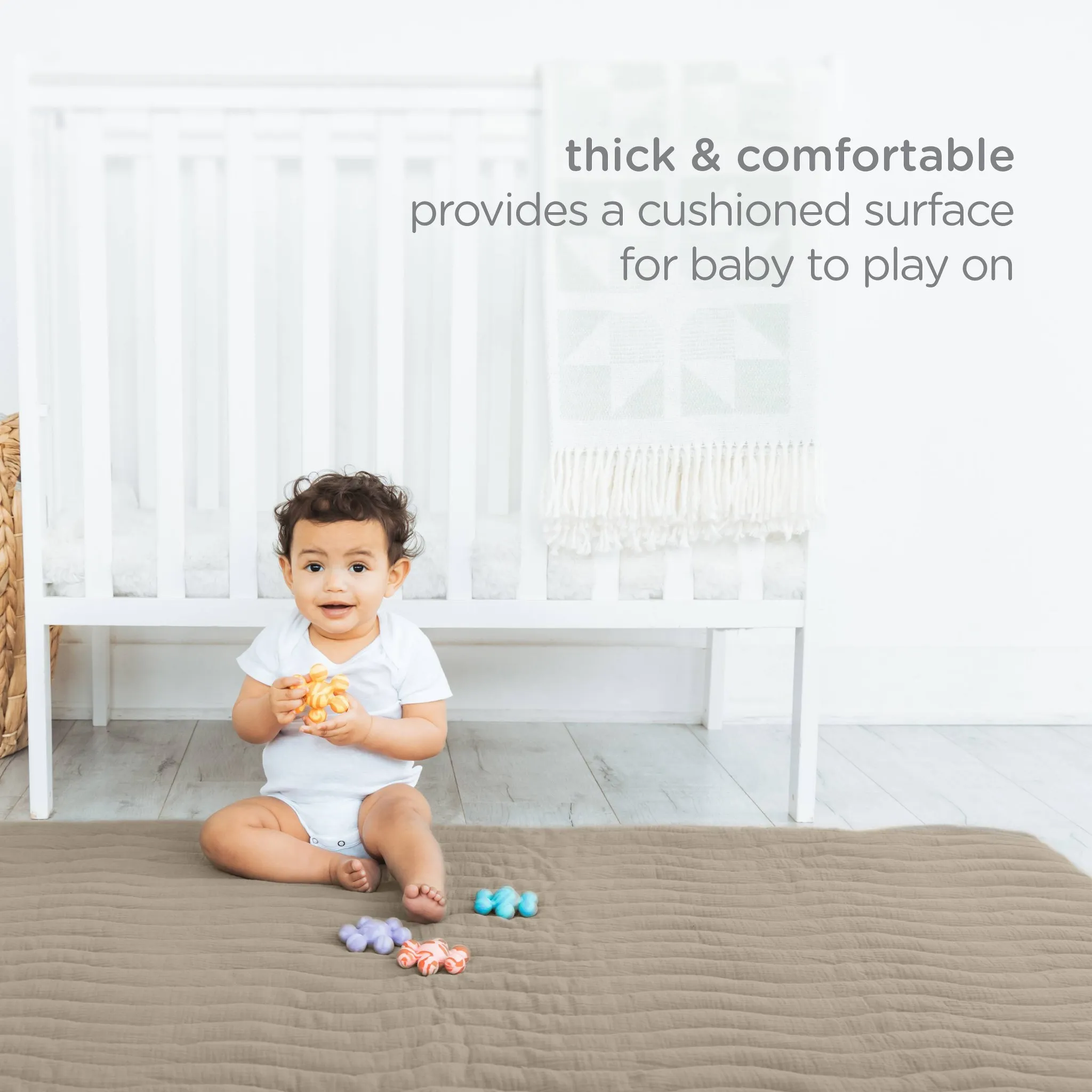Baby Play Mat with Soft Washable Cover - Taupe - Image 4