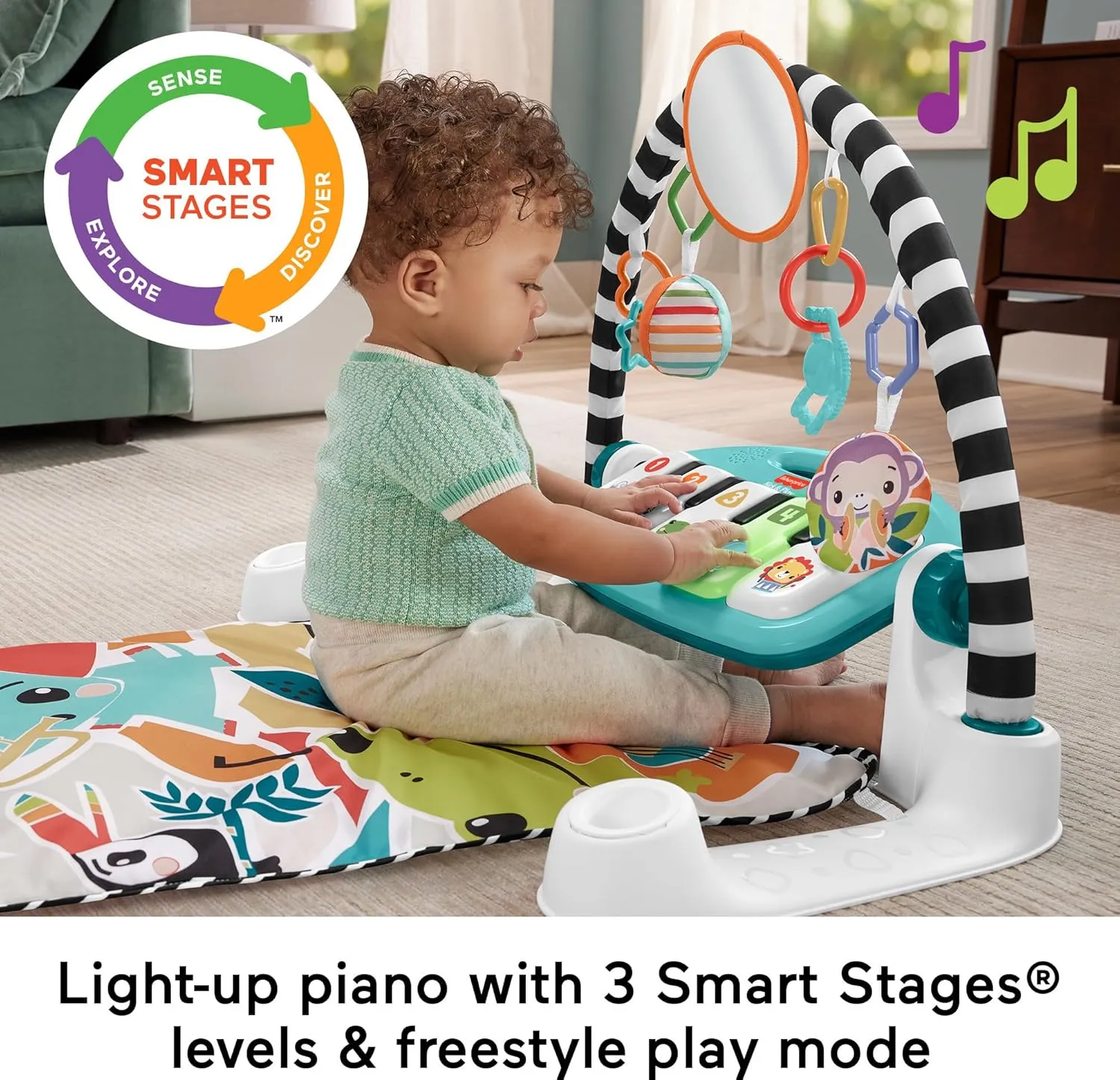 Baby Playmat Glow and Grow Kick & Play Piano Gym - Blue