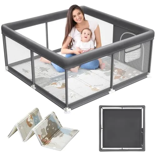 Baby Playpen with Mat - Small Portable Playpen for Infants and Toddlers (47 x 47 Inches) - Image 4