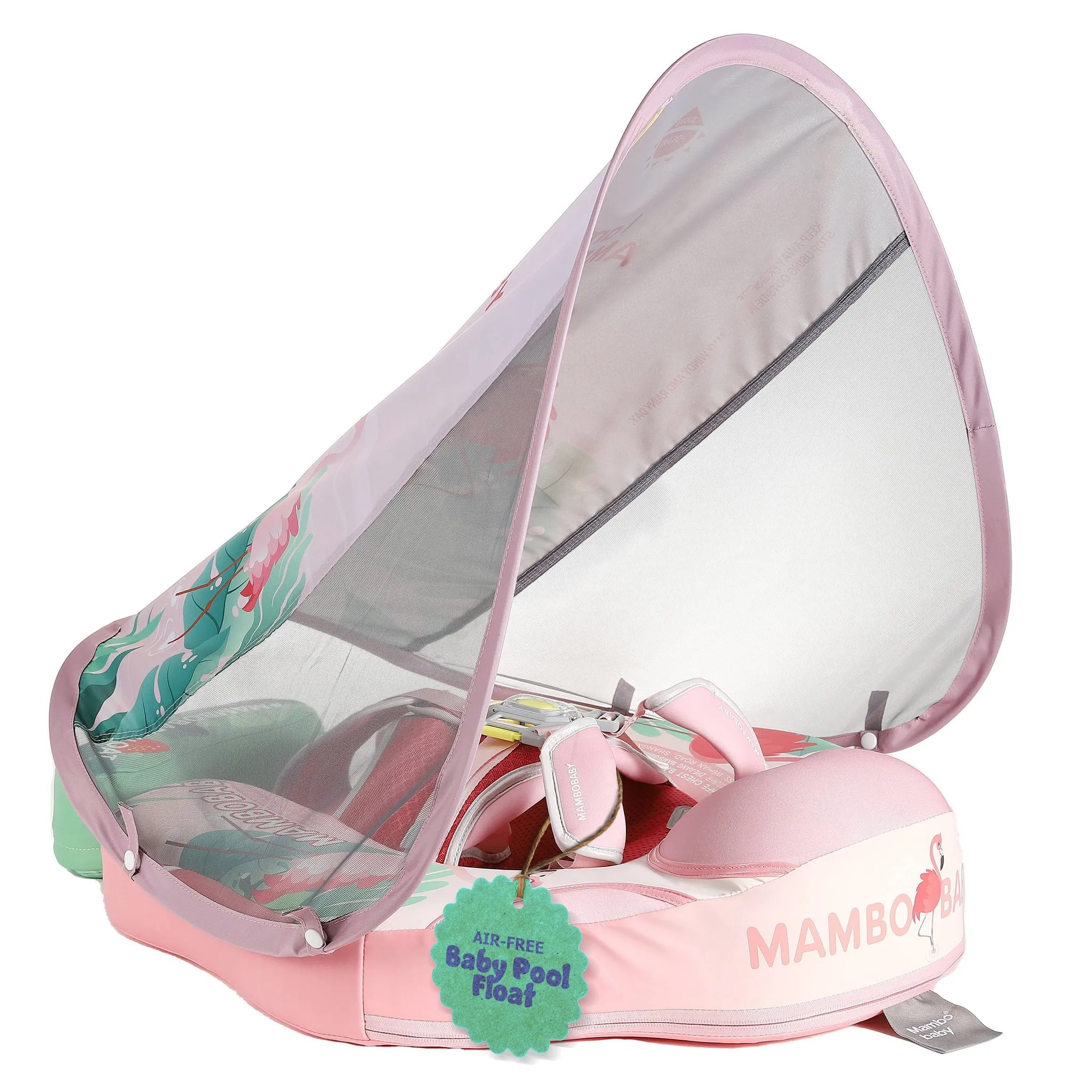 Baby Pool Float with Canopy - Pink Flamingo