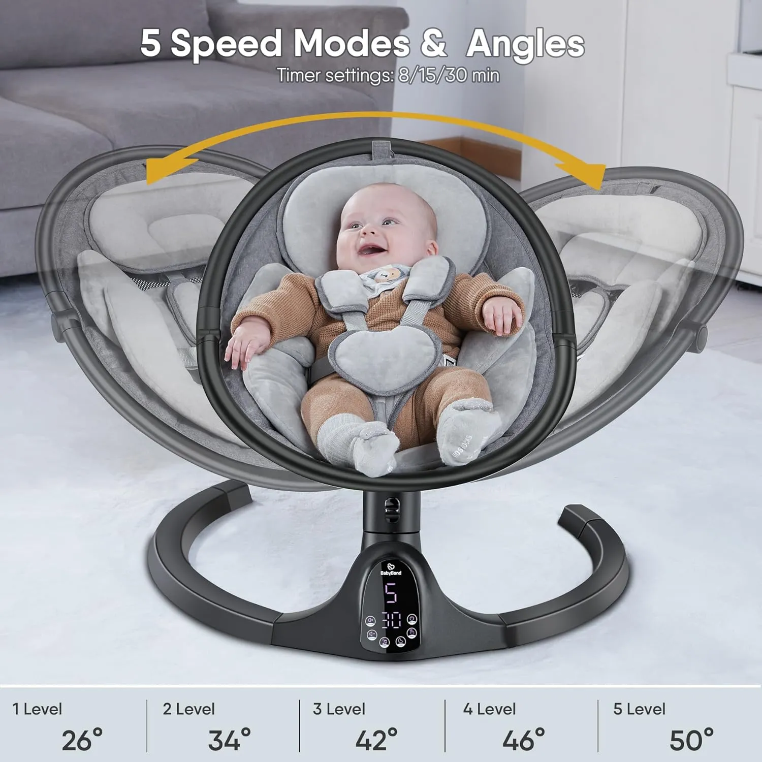 Baby Swings for Infants to Toddler - Black - Image 2