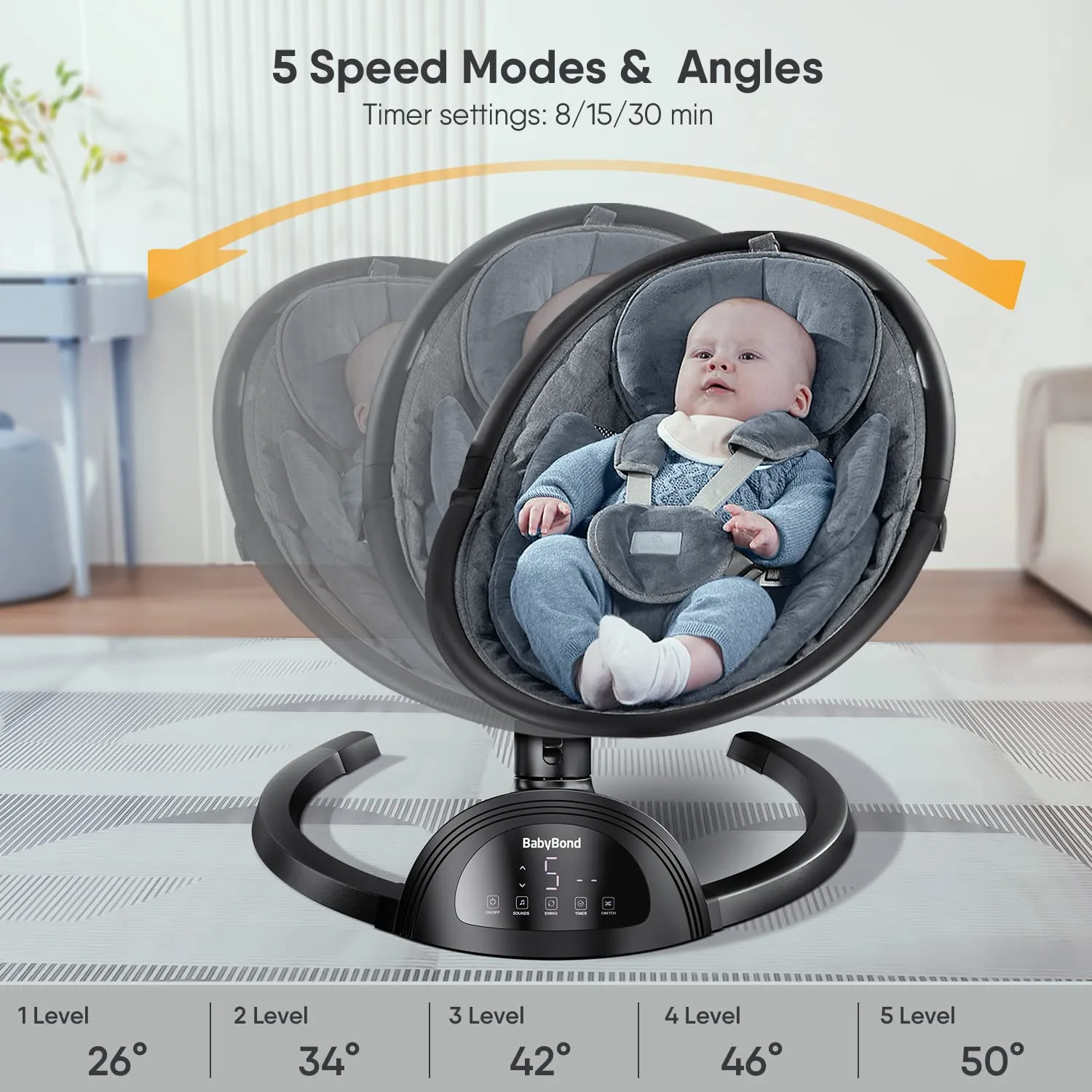 Baby Swings for Infants to Toddler - Black - Image 4