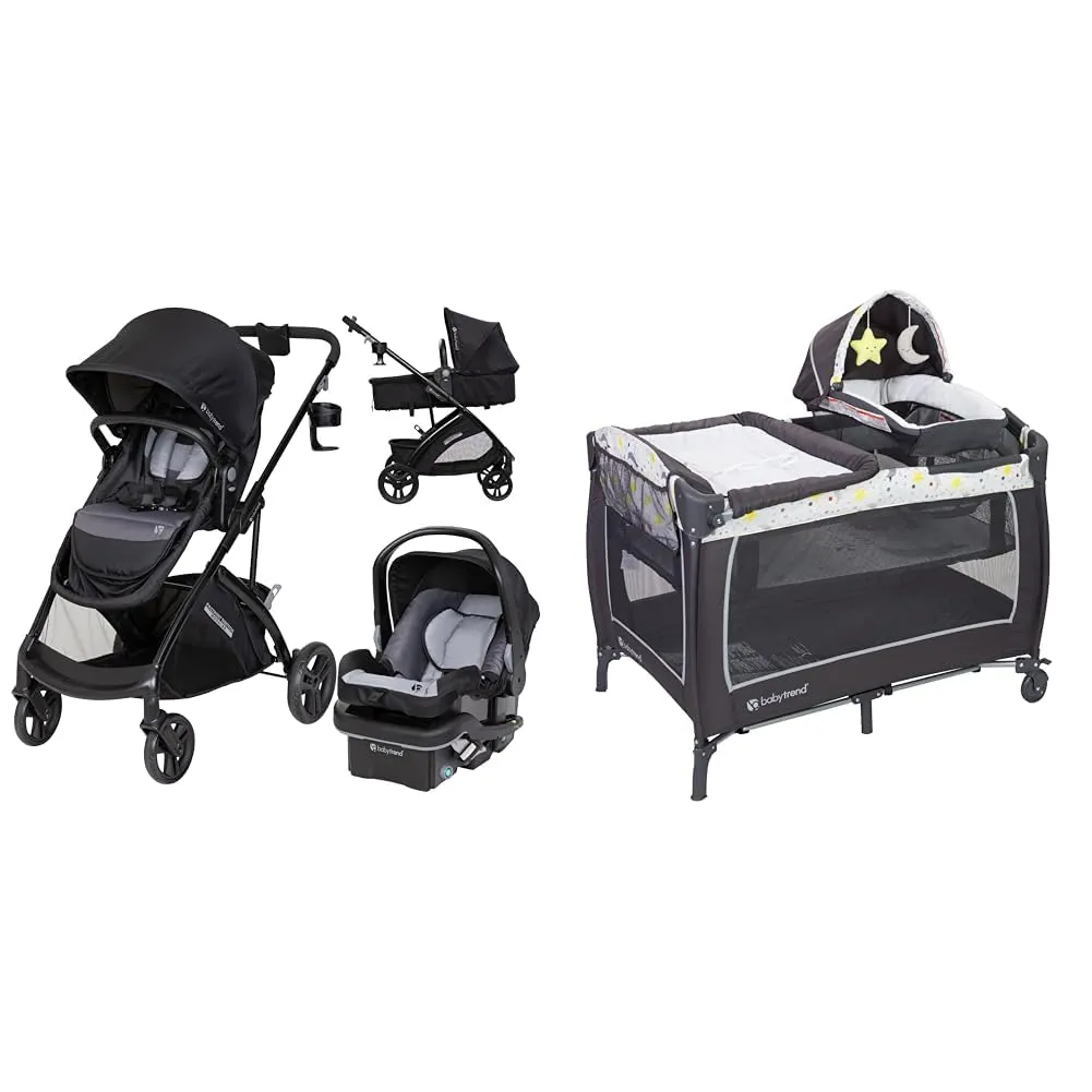 Baby Trend Passport Switch Modular Travel System, Bassinet & Car Seat Bundle with Lil' Snooze Deluxe II Nursery Center Dash Black System + Lil Snooze Deluxe - Image 4