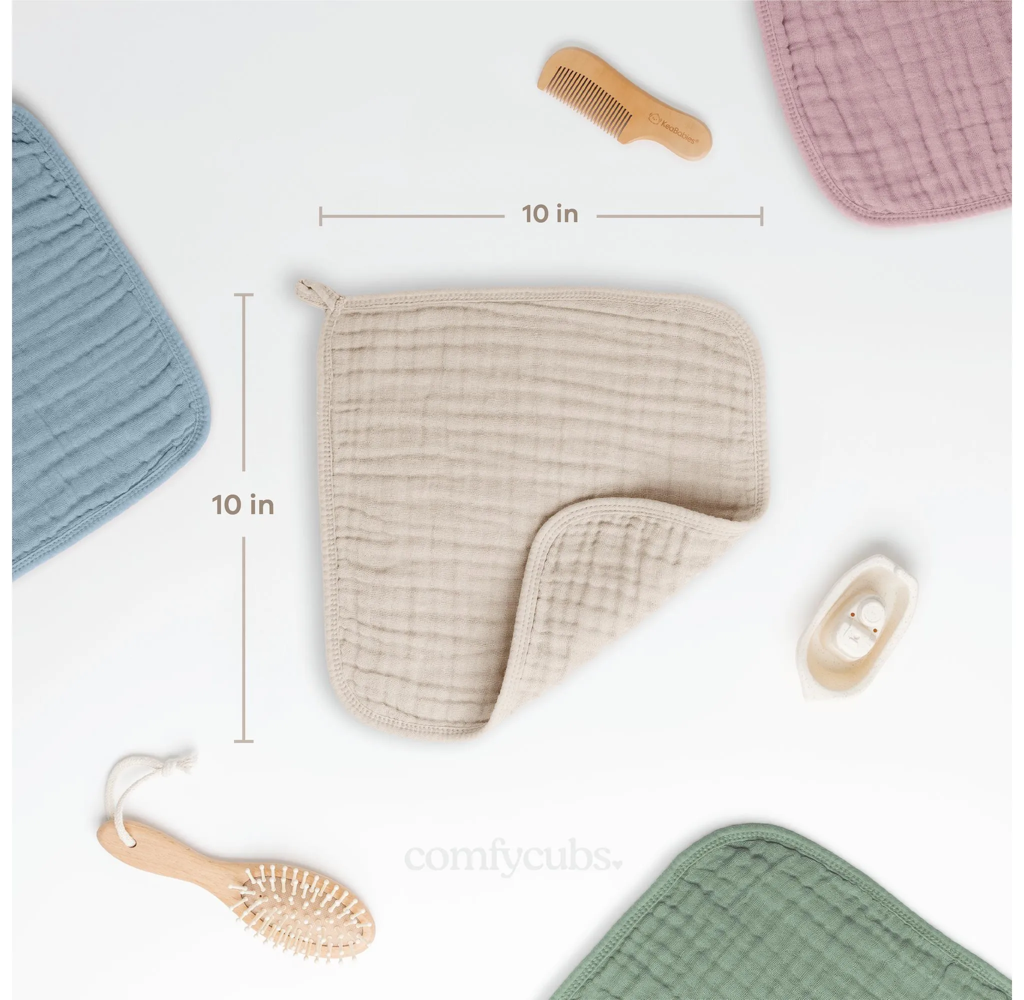 Baby Washcloths - Large 10”x10”, Pack of 10 - Image 2