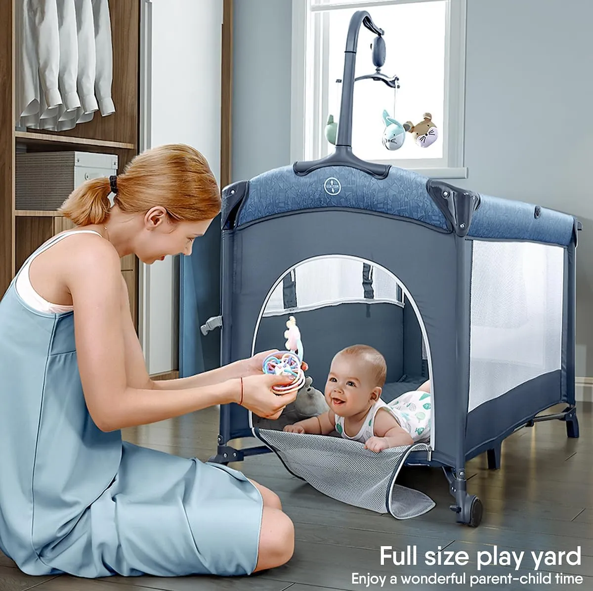 Baby Bassinet Bedside Crib, Pack and Play with Sheet - Image 4