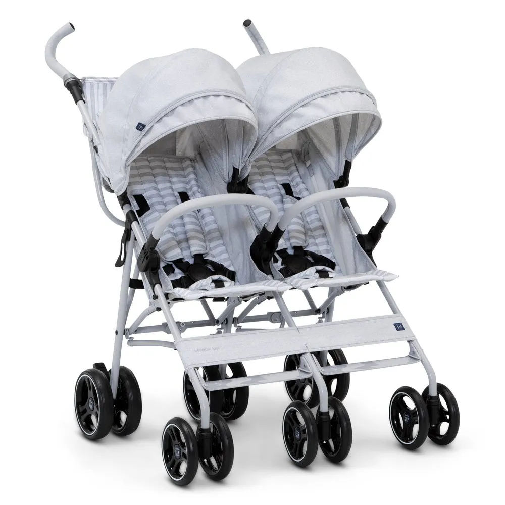 babyGap by Delta Children Classic Double Stroller - Gray Stripes