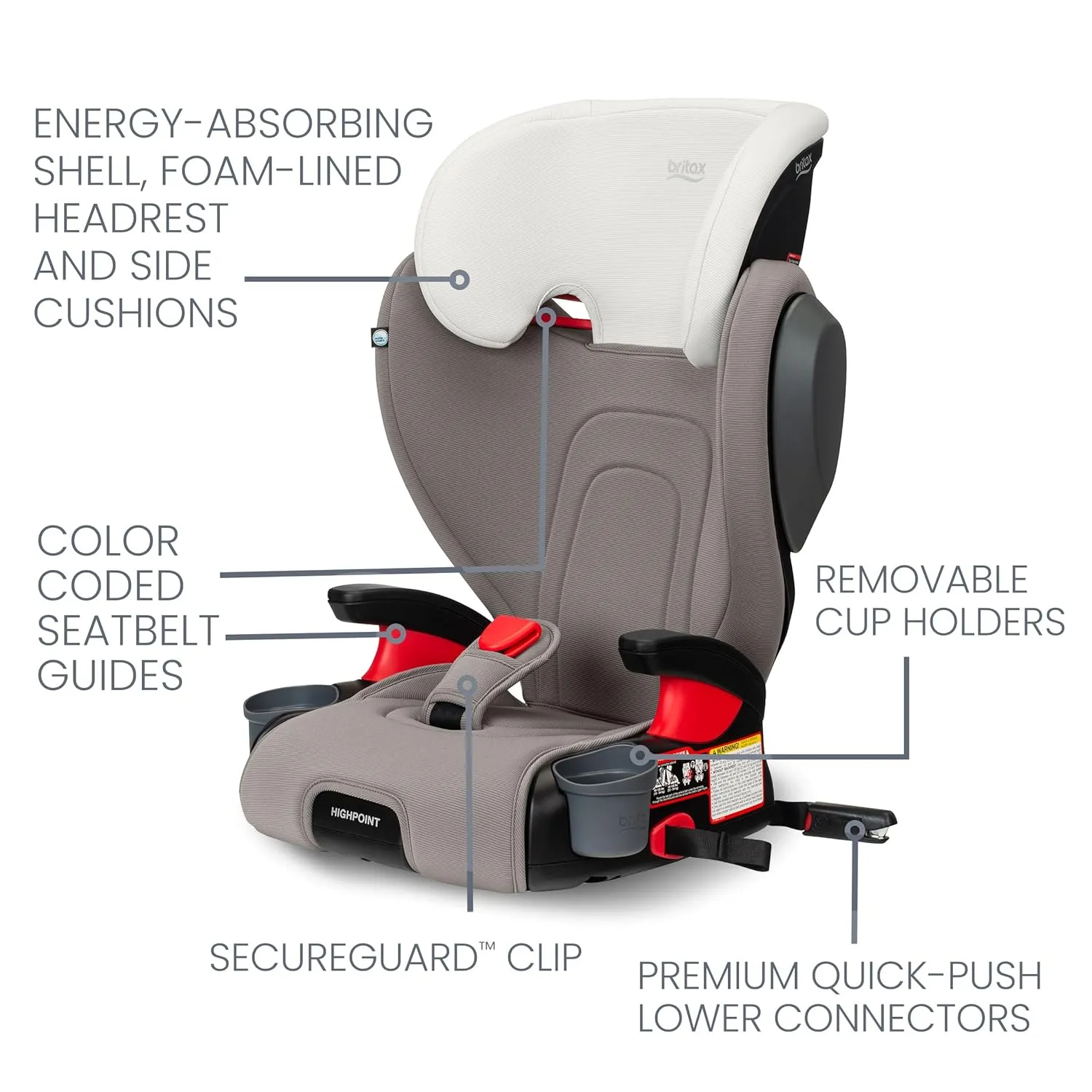 Backless Belt-Positioning Booster Seat - Gray - Image 4
