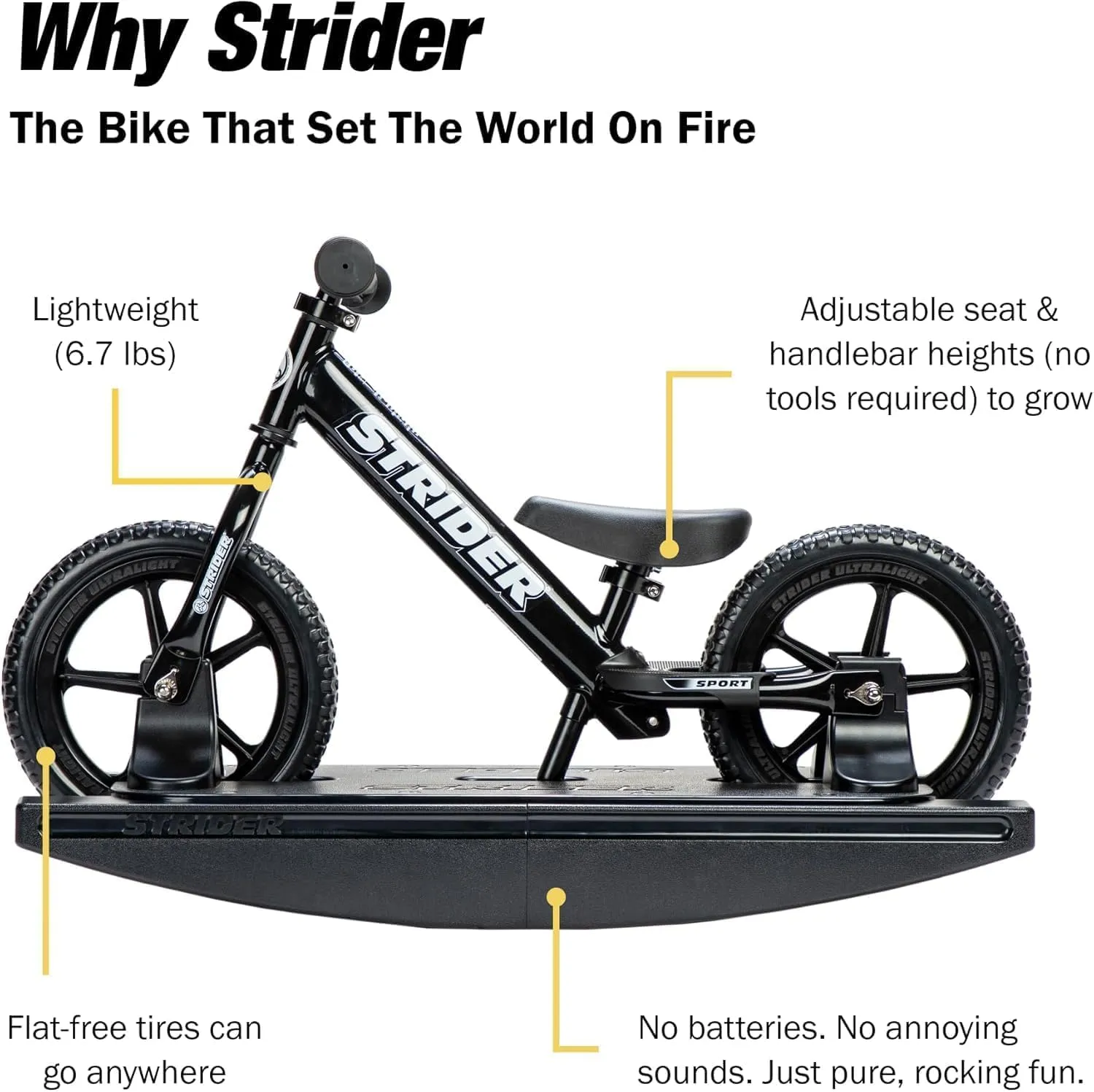 Balance Bike with Rocking Base - Black - Image 6