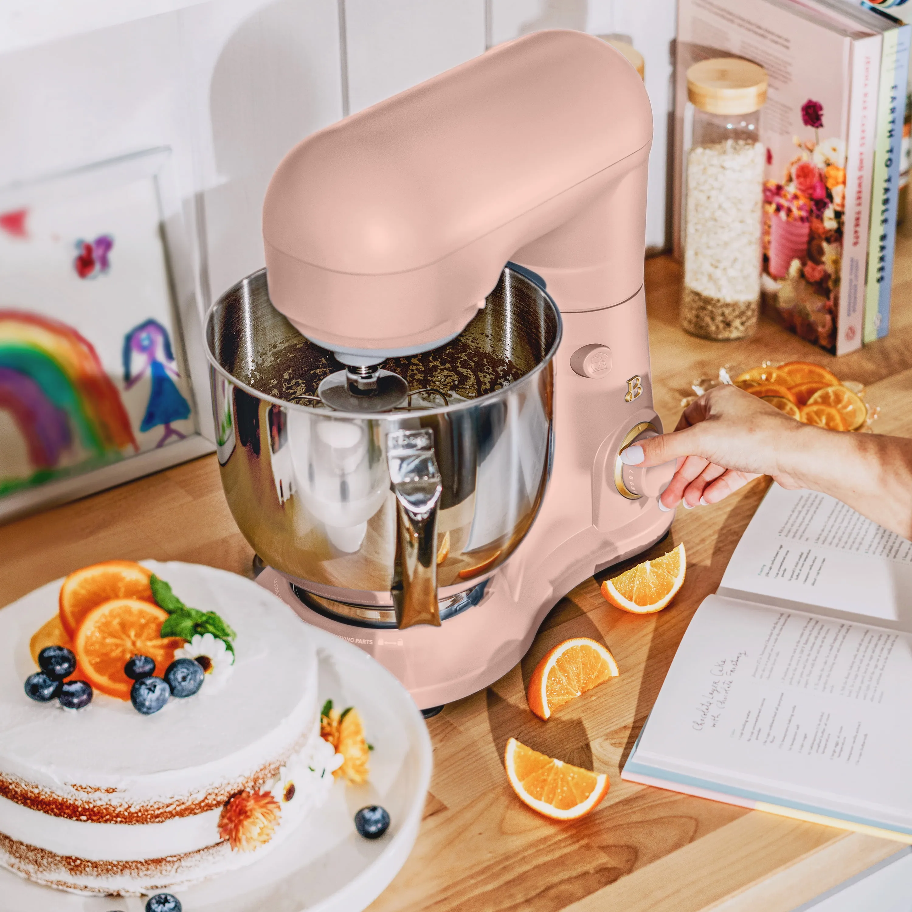 Beautiful 5.3 Qt Stand Mixer in Rose with Flat Beater, Dough Hook, and Balloon Whisk - Image 2