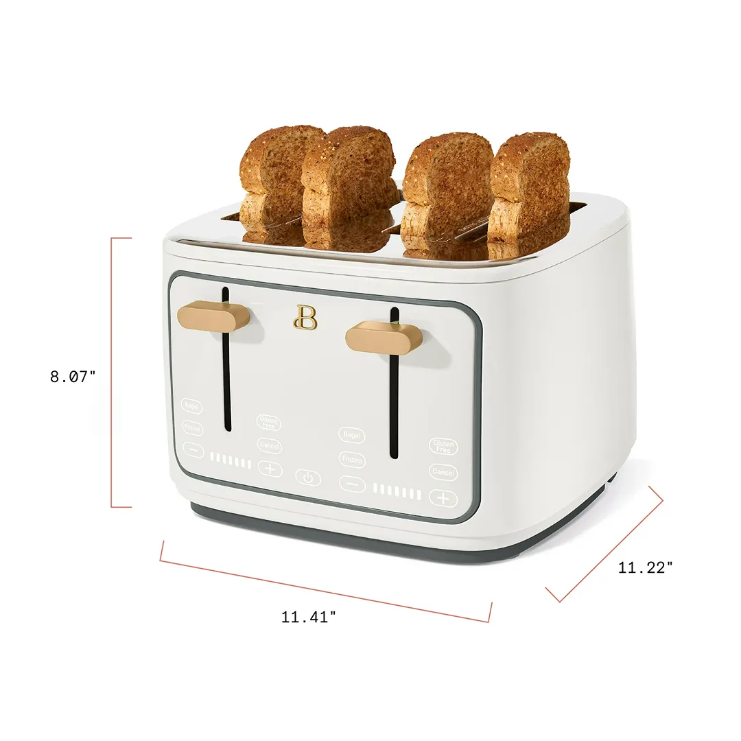 Beautiful by Drew Barrymore 4-Slice Toaster with Touch-Activated Display- White Icing - Image 3