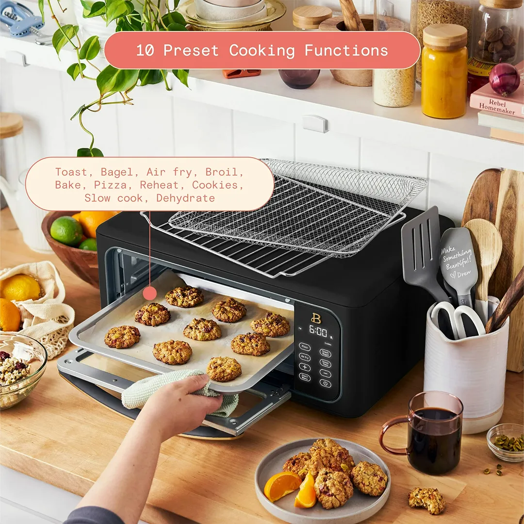 Beautiful by Drew Barrymore 9 Slice Infrared Air Fry Toaster Oven- Black Sesame - Image 4