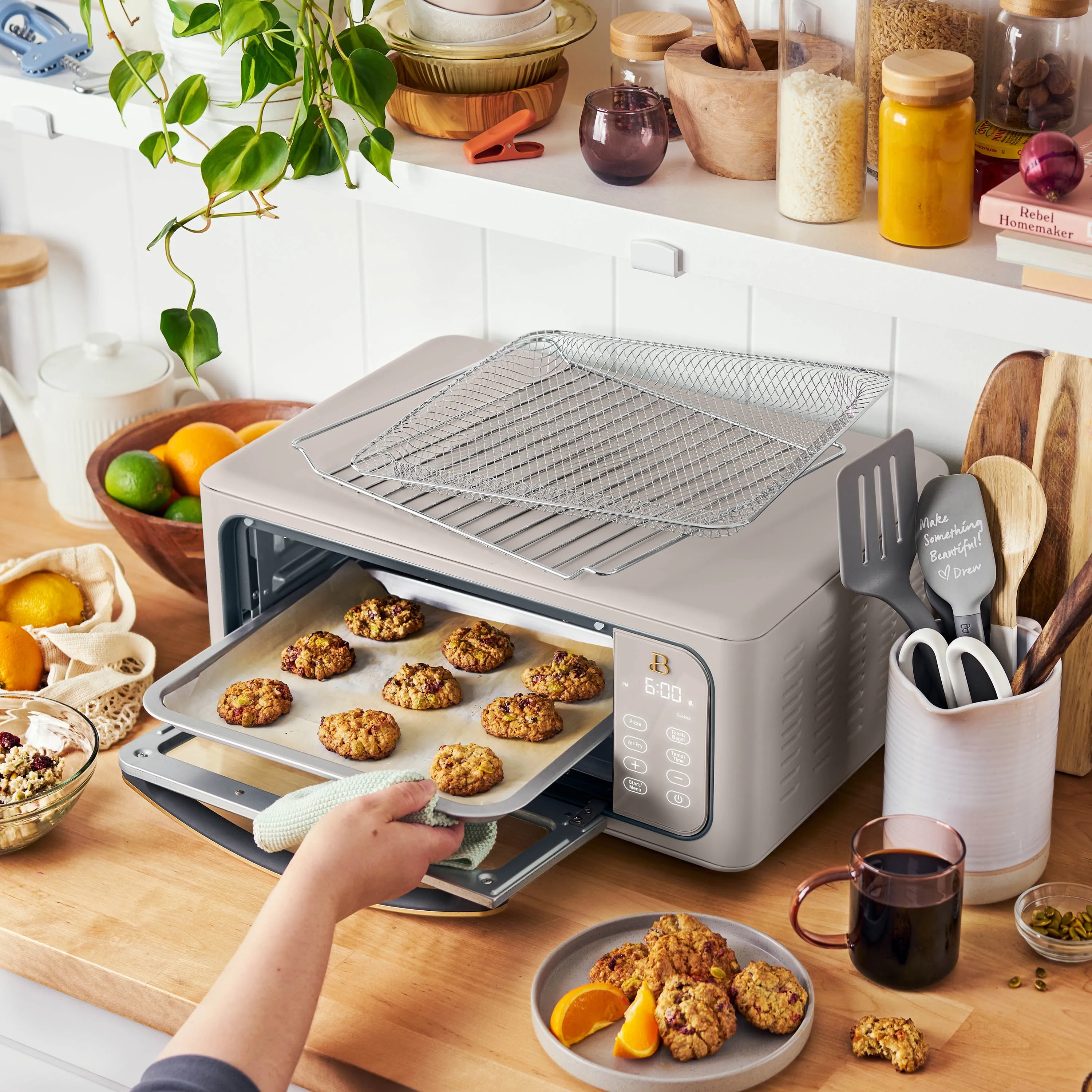 Beautiful Infrared Air Fry Toaster Oven, 9-Slice, 1800 W, Porcini Taupe - Image 3