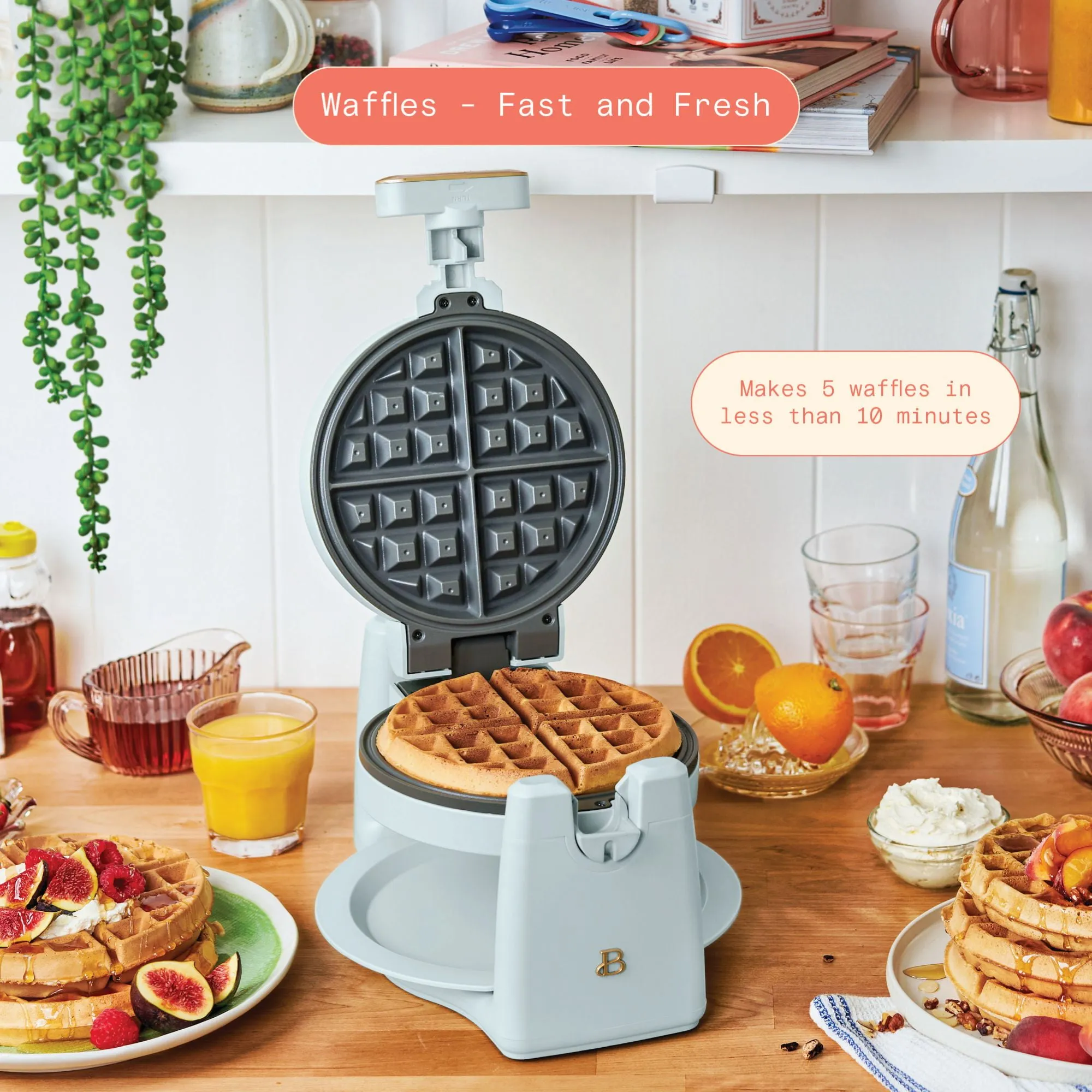 Beautiful Rotating Belgian Waffle Maker - Cornflower Blue - Image 4
